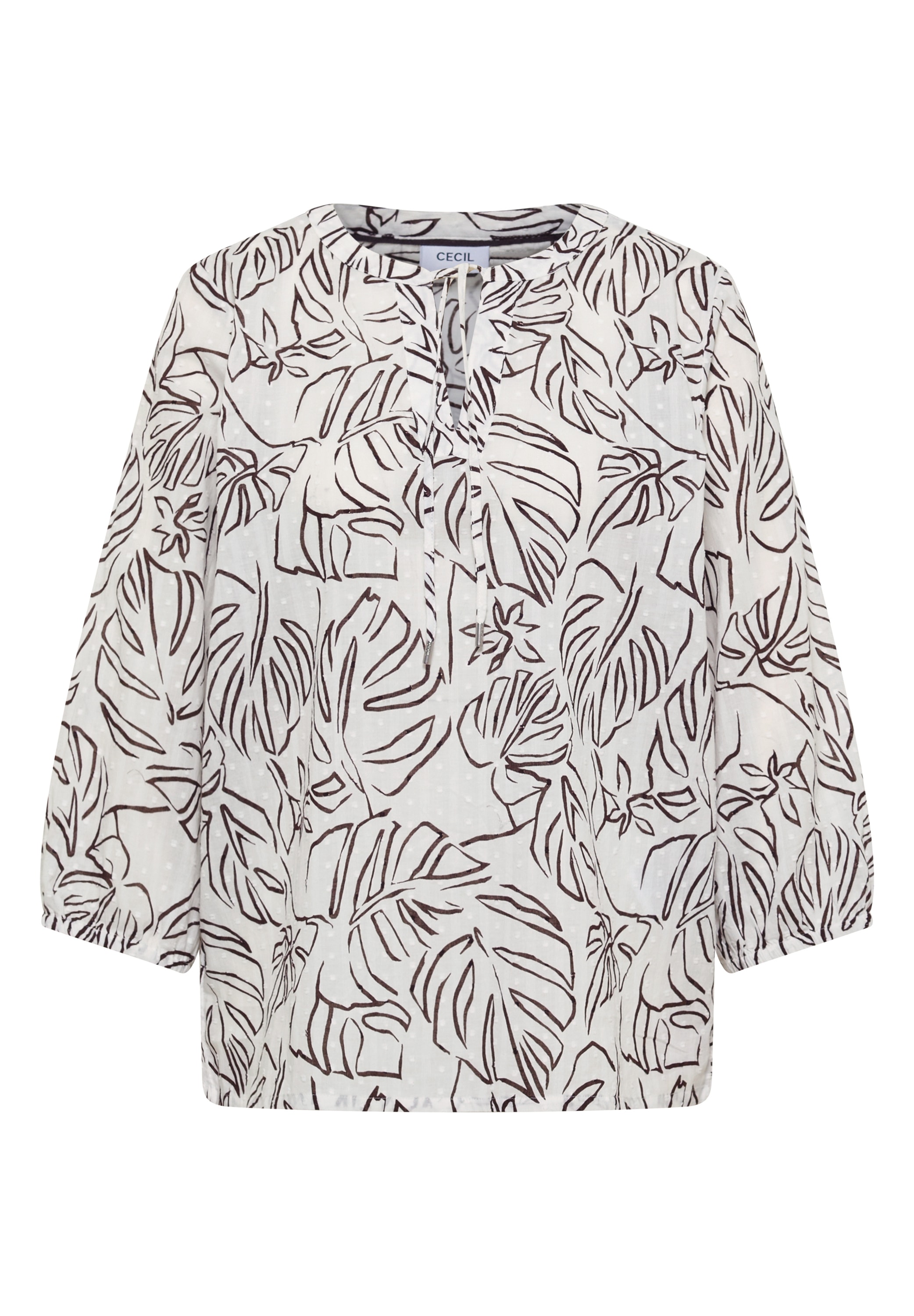 Cecil Druckbluse 3/4-Arm Sommerbluse-Tunika mit Blätterprint