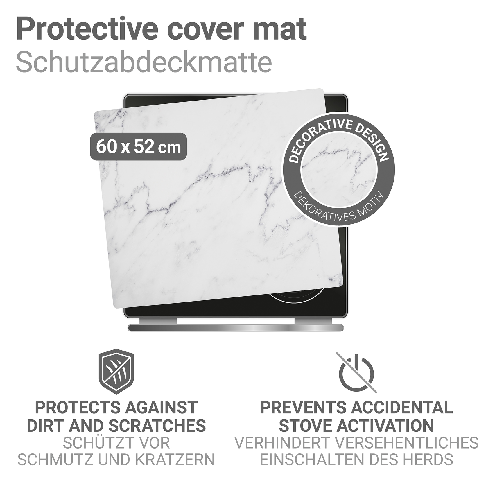 WENKO Herd-Abdeckplatte »Modell Marmor« Schutzmatte, Abdeckmatte für Kochfelder, Induktionsschutzmatte