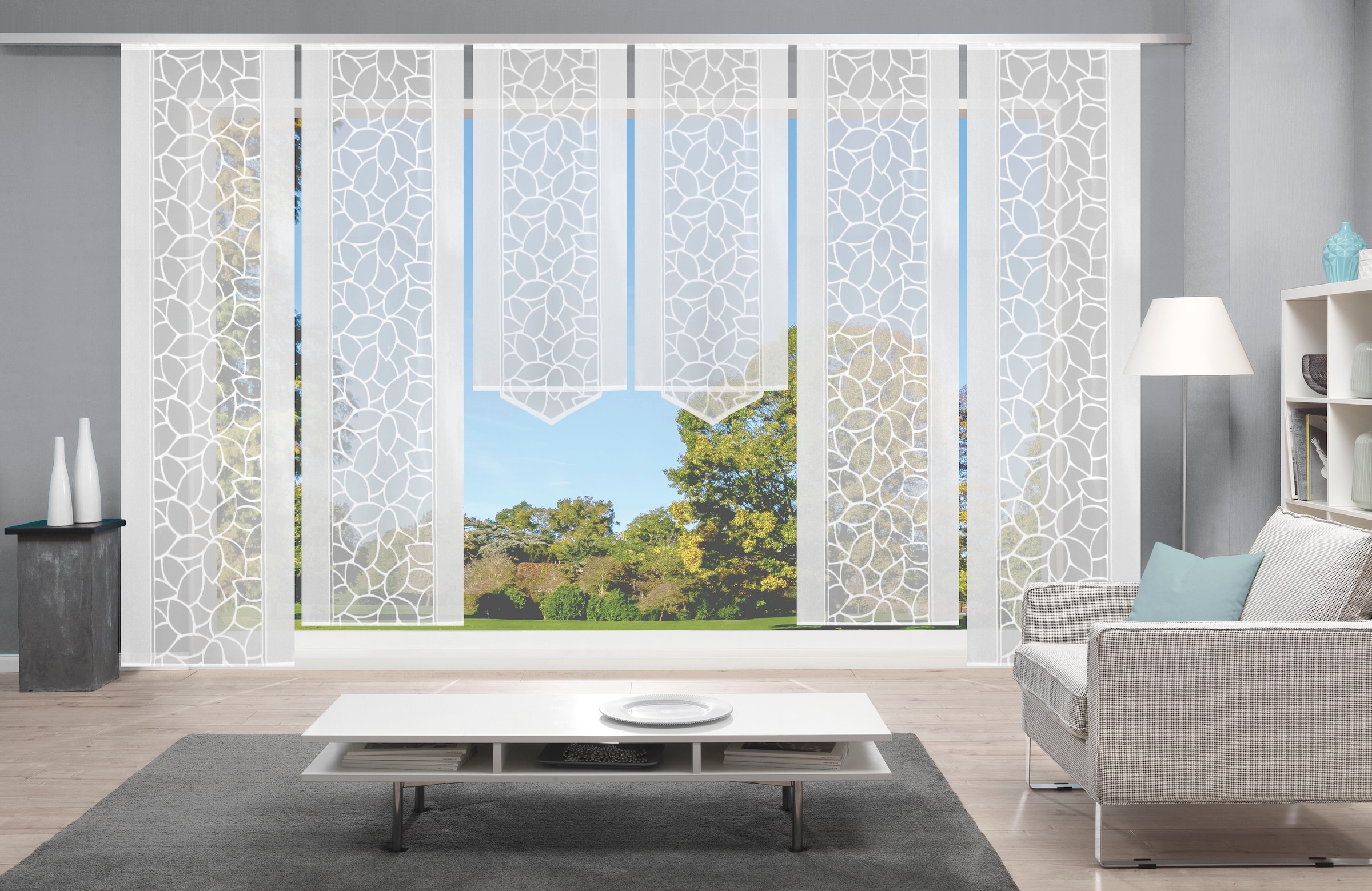 HOME WOHNIDEEN Schiebegardine »JENNA«, (6 St.), Schiebevorhang Jacquard Set, HxB: 245x57
