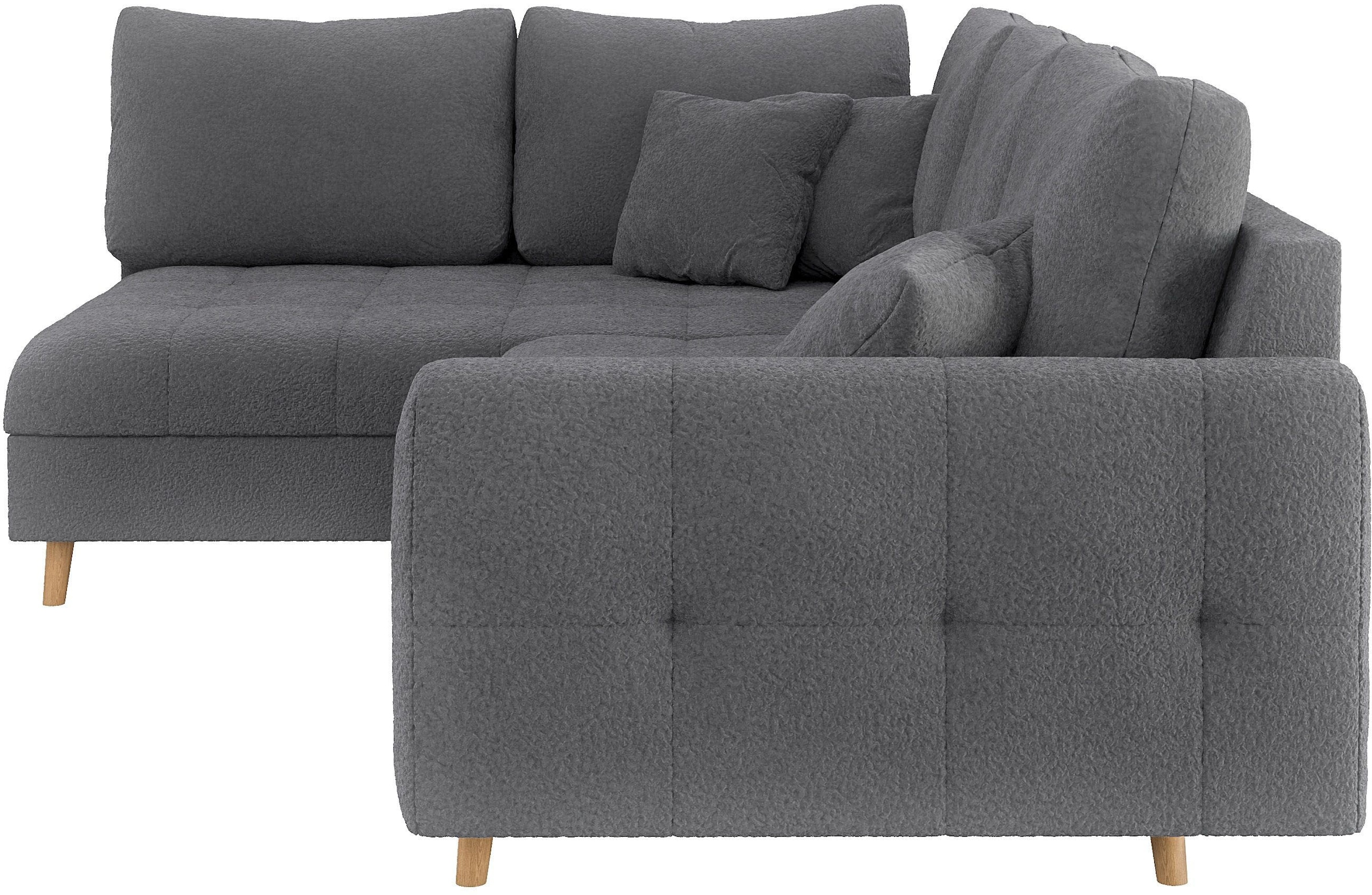 Home affaire Ecksofa »CHARRE L-Form mit Ottomane, Maße B/T/H: 231/161/81 cm«, feine Steppung, lose Rücken- und Zierkissen, auch in Cord und Bouclé