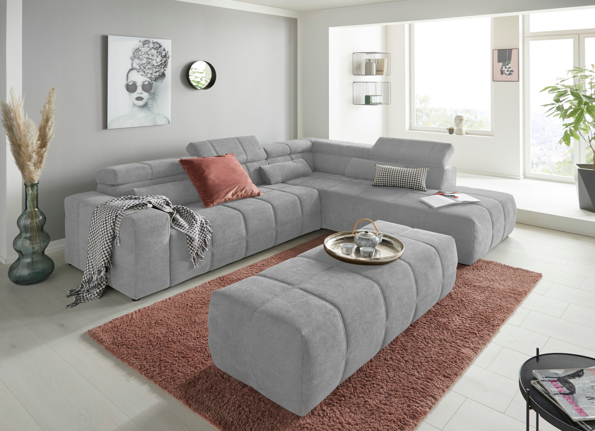 DOMO collection Ecksofa »Brandon L-Form, auch in Leder« inklusive Kopfteilv günstig online kaufen