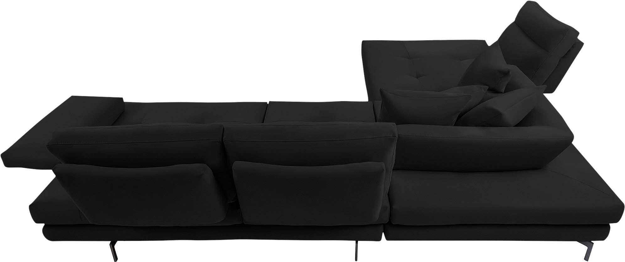CALIA ITALIA Ecksofa »Toby Wing, Komfortsofa mit Sitzkomfort der Extraklasse, L-Form«, Sitztiefenverstellung, wahlw. mit Kissen-Set,Füße schwarz matt
