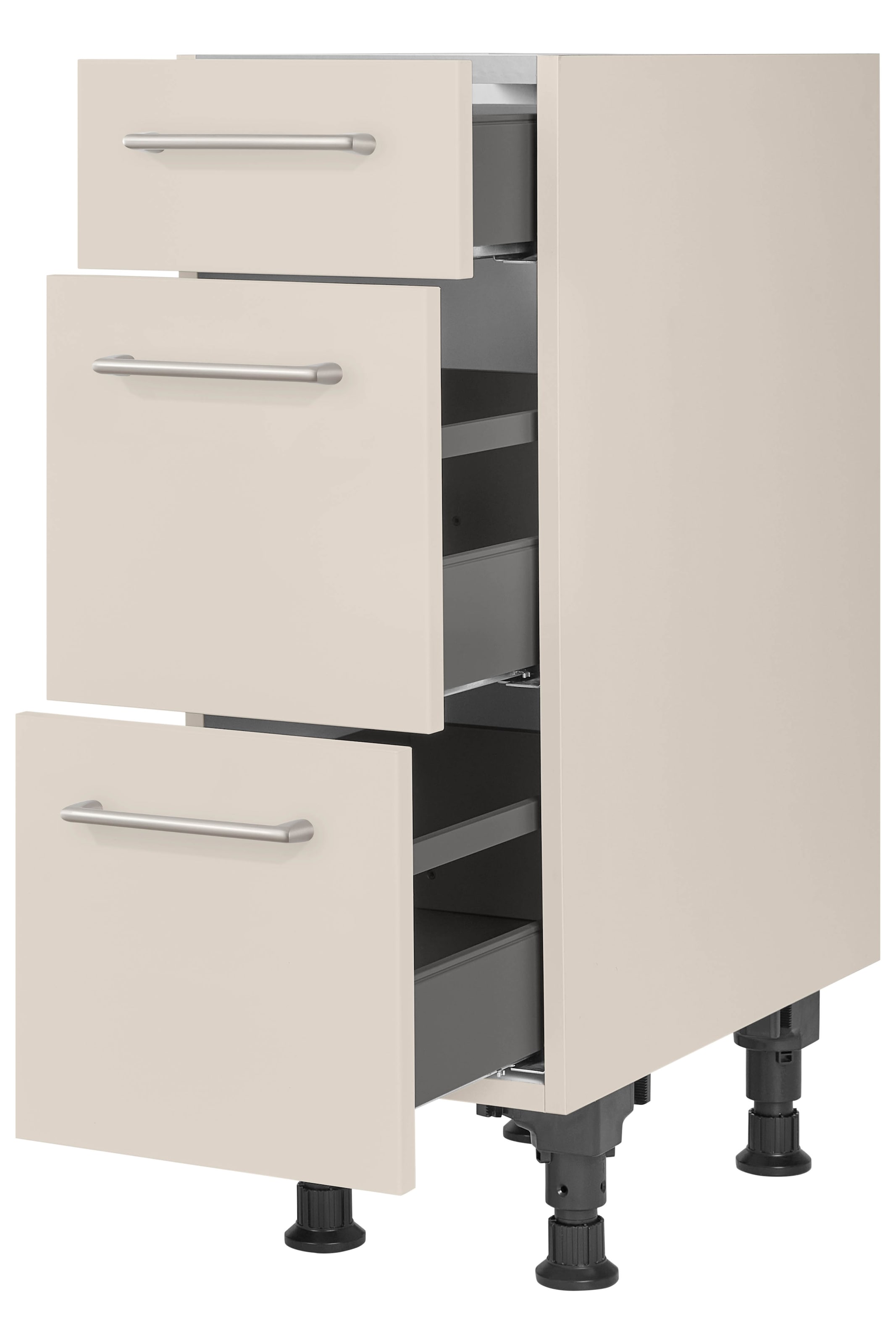 nobilia® Unterschrank »"Laser", vormontiert, mit höhenverstellbaren Sockelfüßen, in den« Breiten 30, 45, 60 und 90 cm, mit Schubkasten und Auszügen