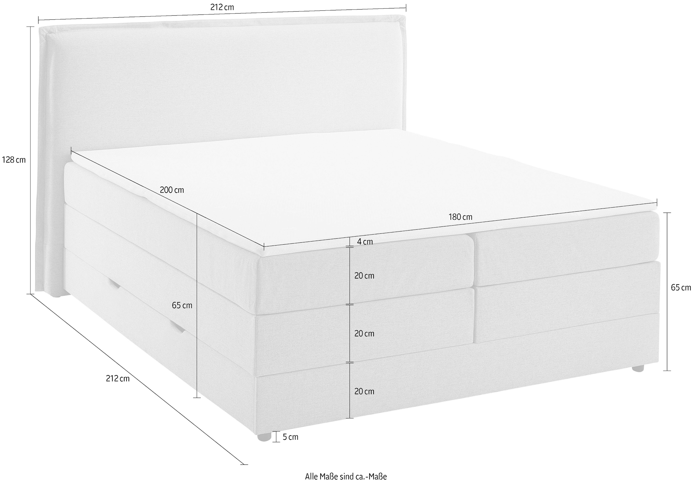 meise.möbel Boxbett »Montana mit extra großem Bettkasten«, erhältlich in der Größe 180x200cm