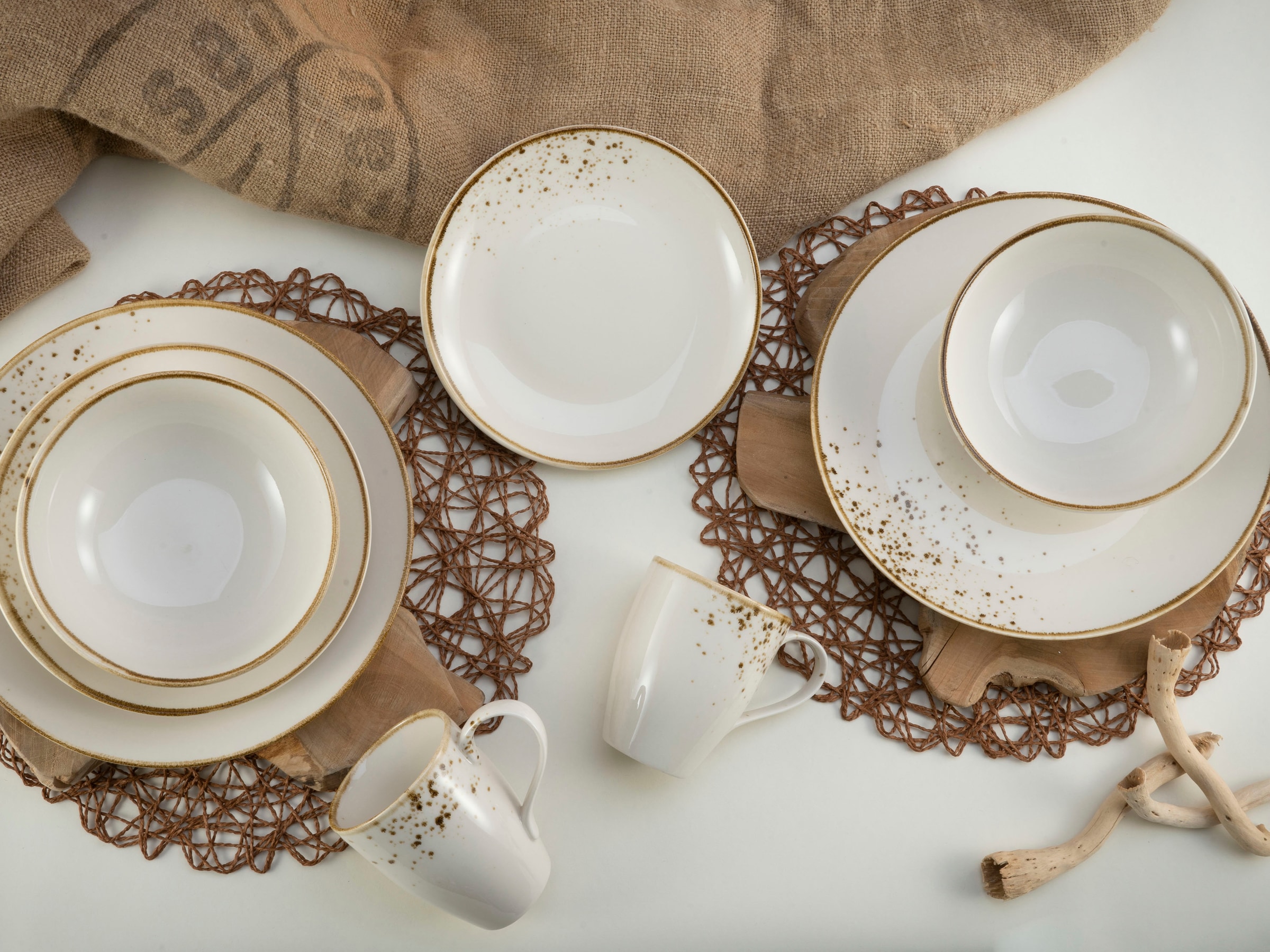 CreaTable Kombiservice »Nature Collection«, (Set, 16 tlg.), Reaktivglasur, jedes Stück ein Unikat