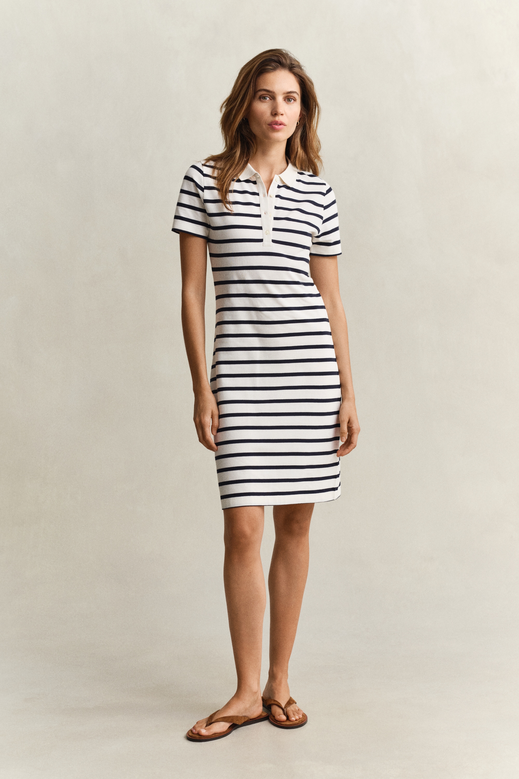 Gant Polokleid »SLIM STRIPED PIQUE POLO« Ohne Tasche Slim fit mit Polokragen