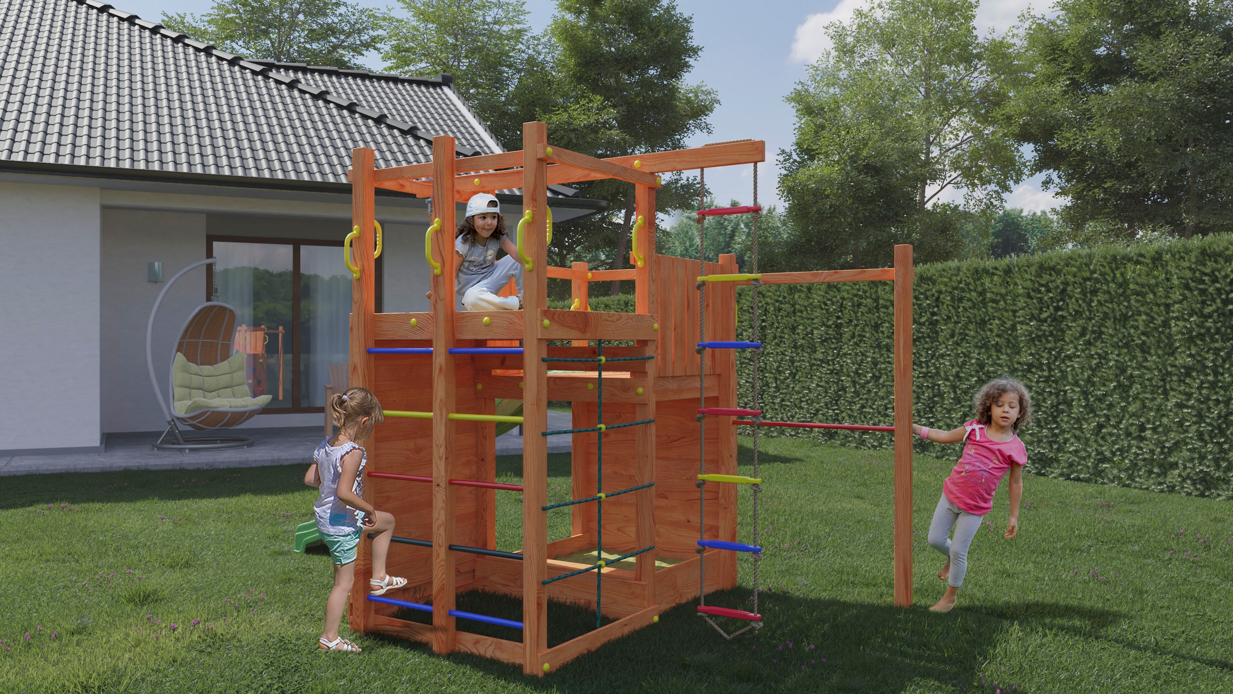 FUNGOO Spielturm »Climbing Star2« mit Schaukel & Rutsche, Klettererweiterung, FSC® - schützt Wald