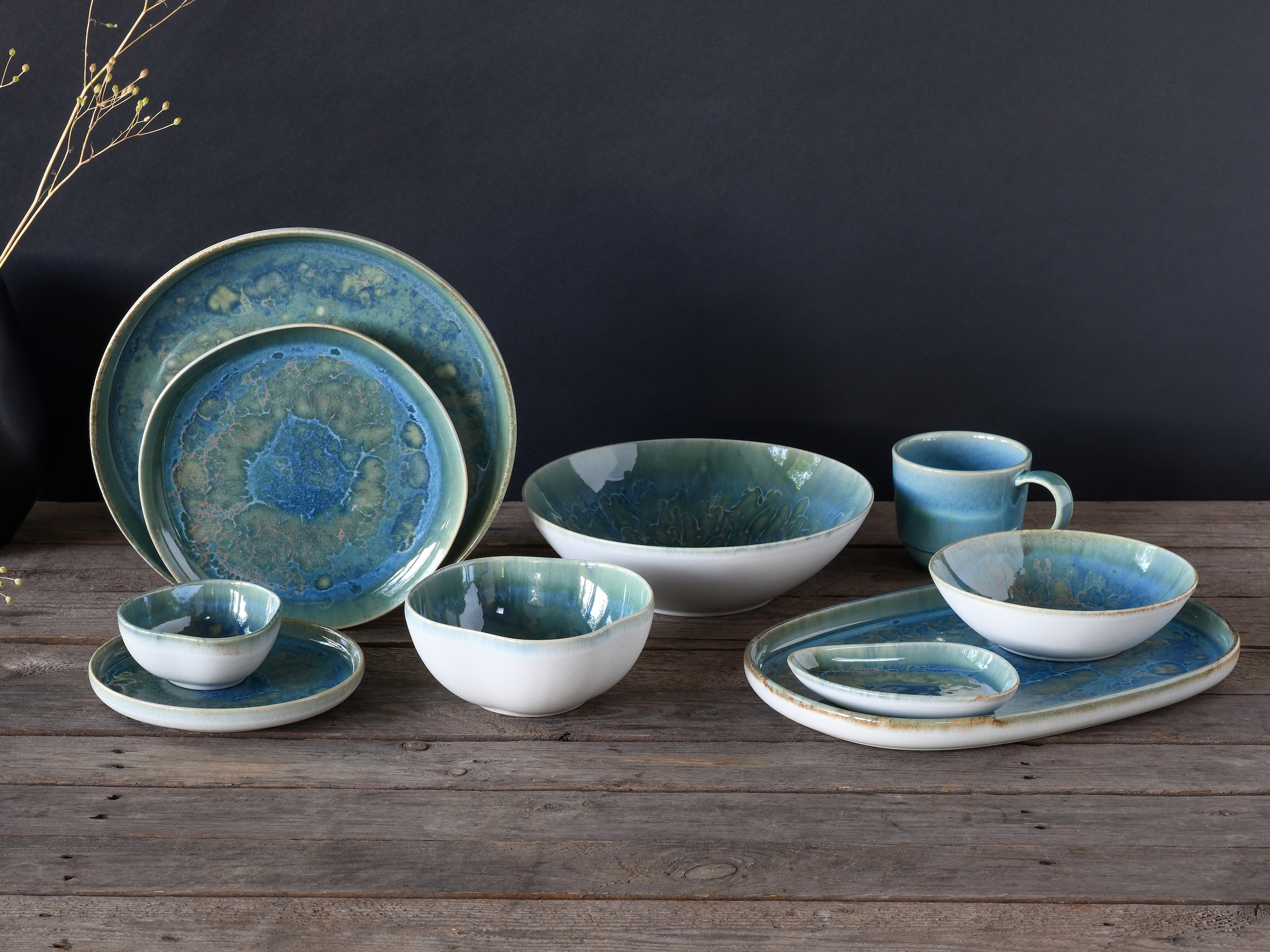 CreaTable Schüssel »Yuki« 4 Stk. aus Steinzeug Reaktiv-Digitaldruck, jedes Stück ein Unikat, Ø 16 cm