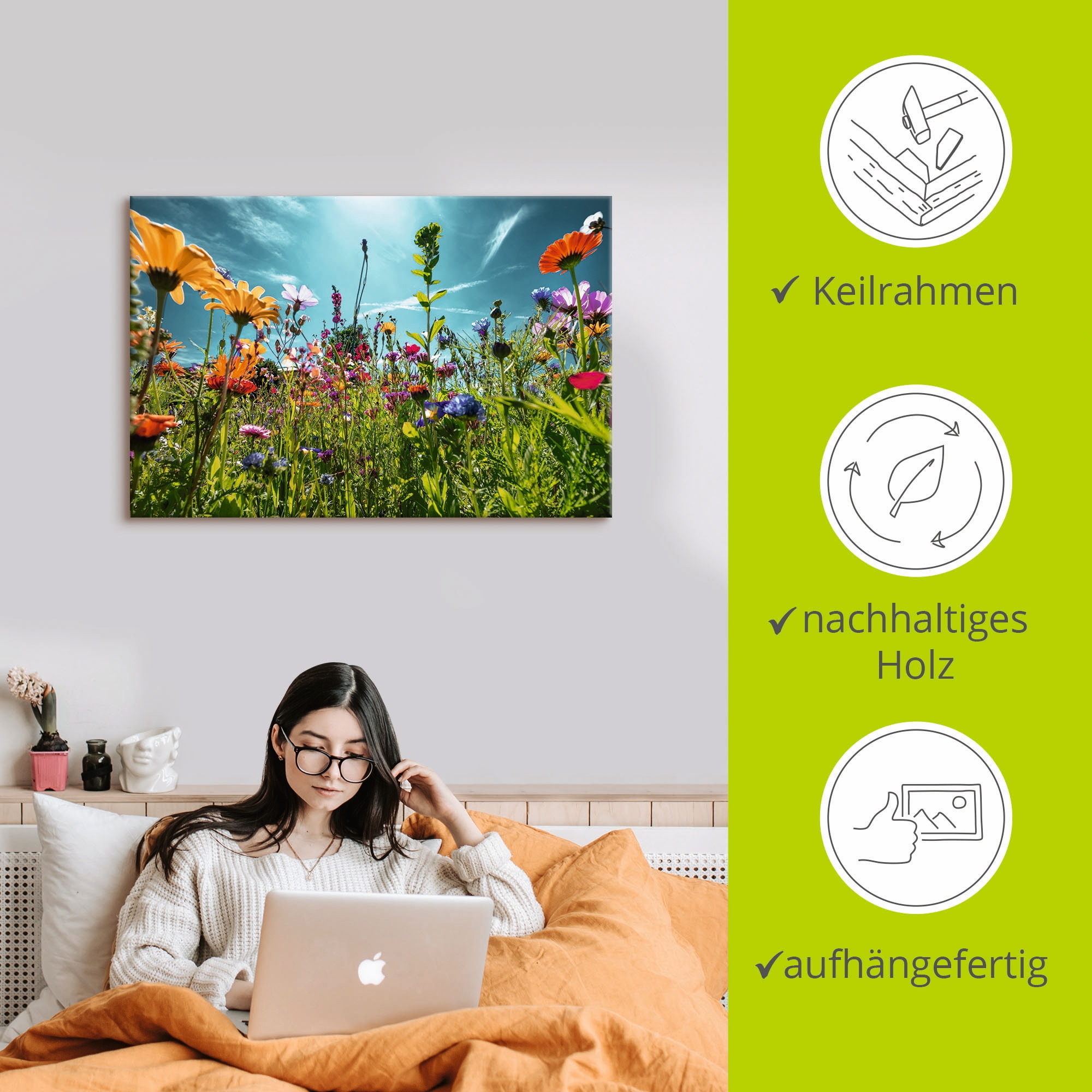 Artland Wandbild »Buntes Blumenfeld«, Blumenwiese, (1 St.), als Alubild, Outdoorbild, Leinwandbild, Poster, Wandaufkleber