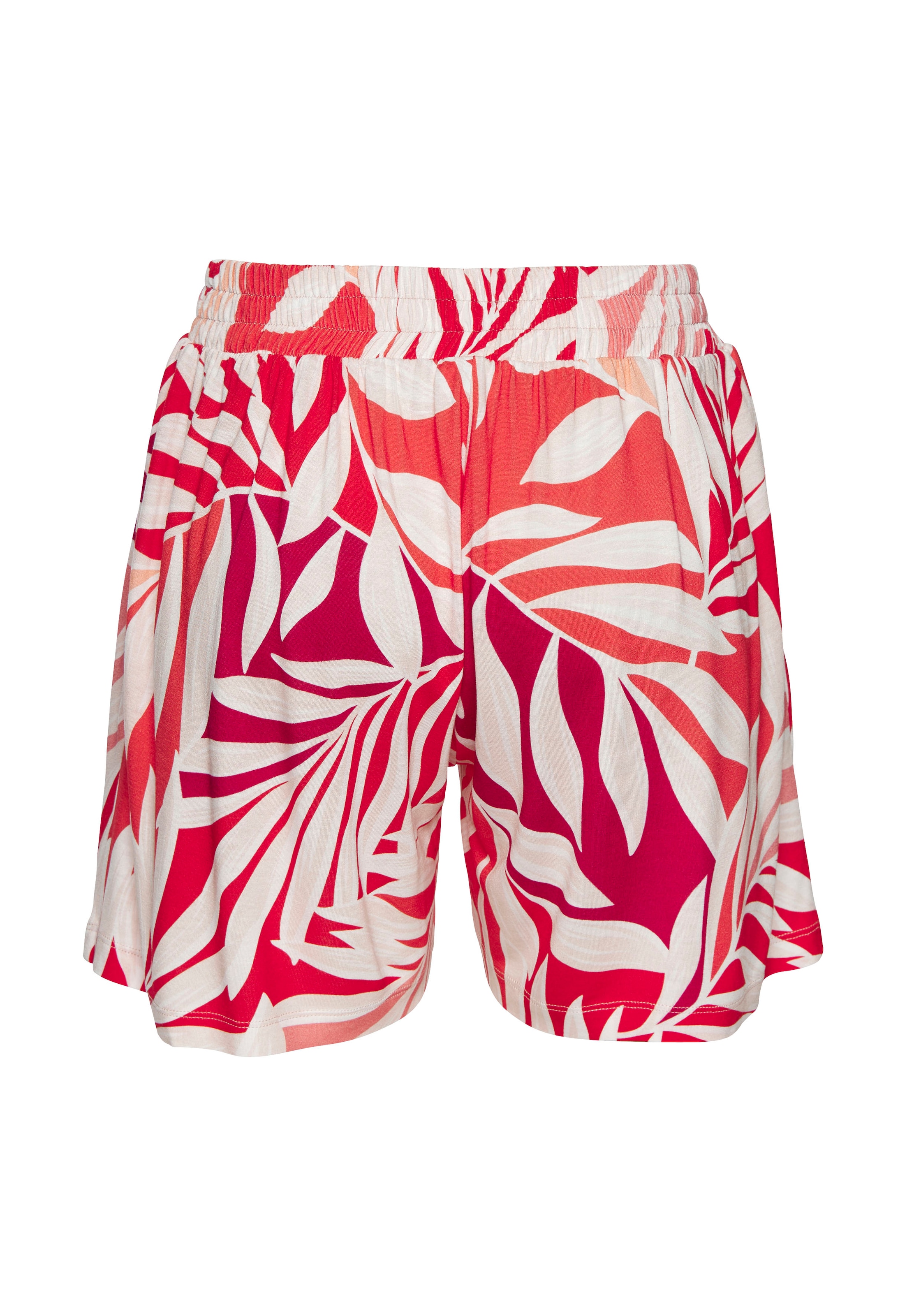 LASCANA Strandshorts, (mit fixiertem Bindegürtel), aus Viskosejersey, kurze Hose mit Alloverprint