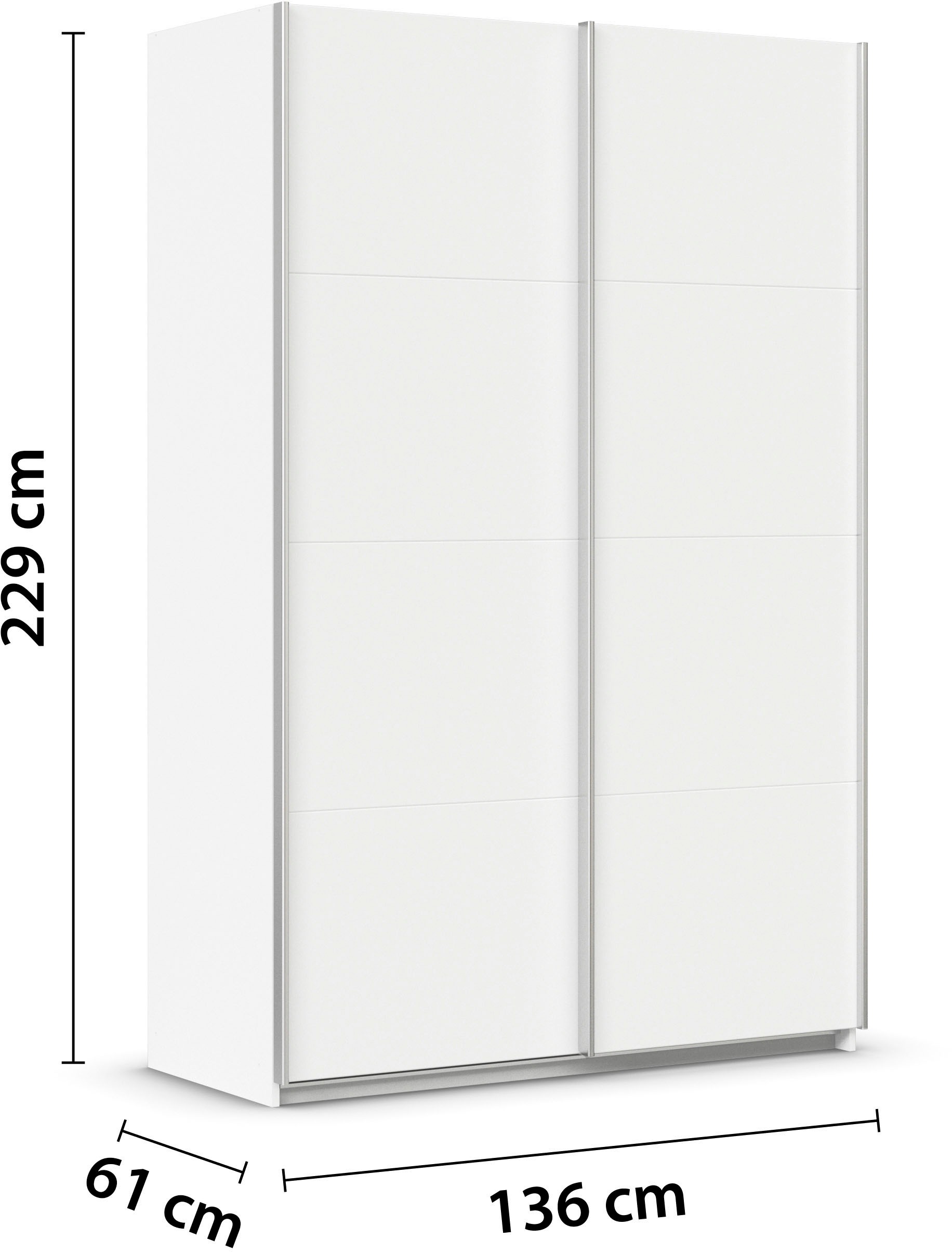 INOSIGN BY RAUCH Schwebetürenschrank »Kleiderschrank Schrank Garderobe Schlafzimmerschrank THANOS«, (in 3 verschiedenen Ausstattungen BASIC/CLASSIC/PREMIUM), Optional mit Spiegel, Metall-Griffleisten alufarben MADE IN GERMANY