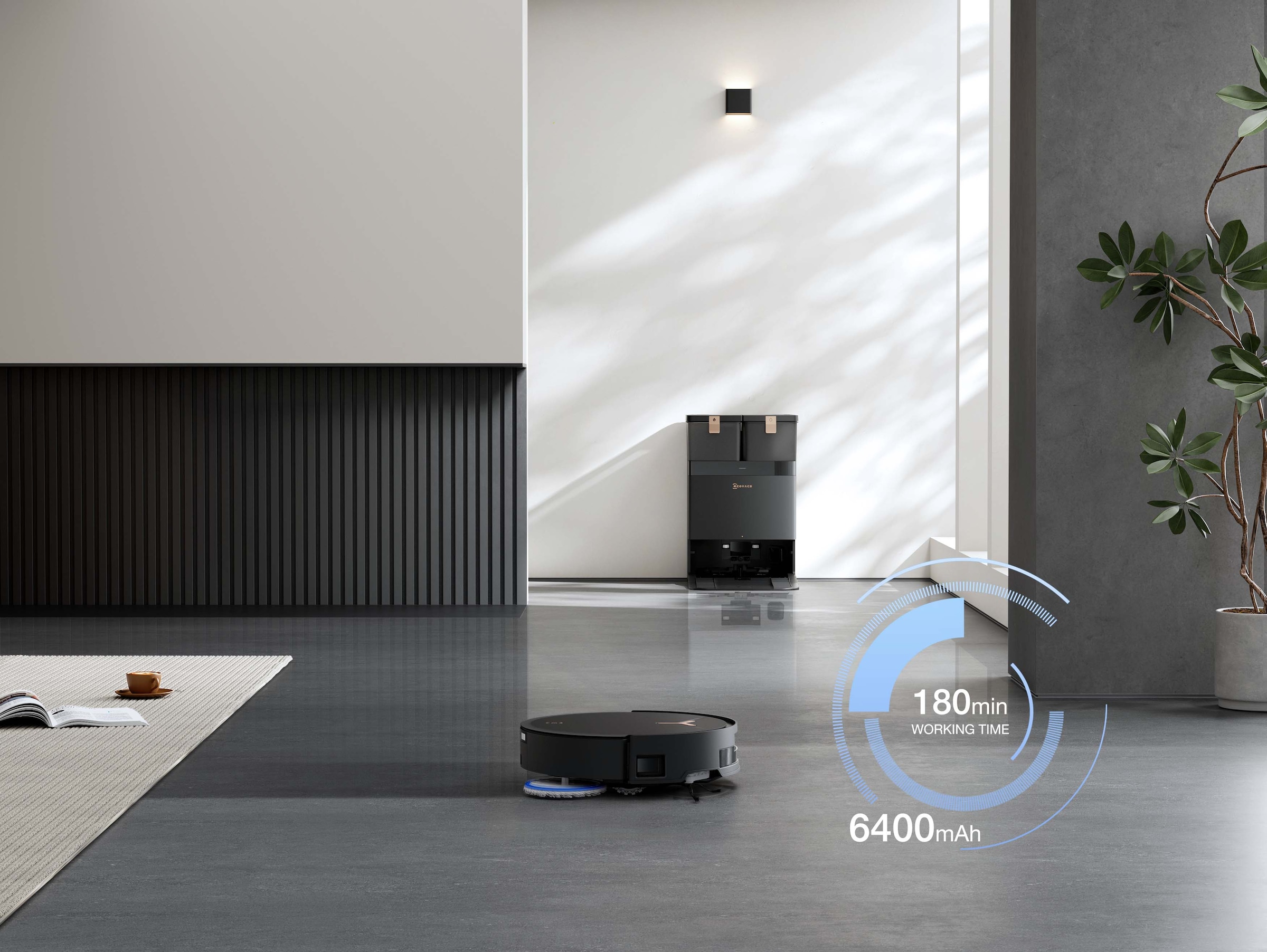 ECOVACS Saugroboter »ECOVACS DEEBOT T50 MAX PRO OMNI, 18.000 Pa mit BLAST,«, OMNI-Station mit 40-75° Mopp-Waschen, 18mm Mopp-Lift