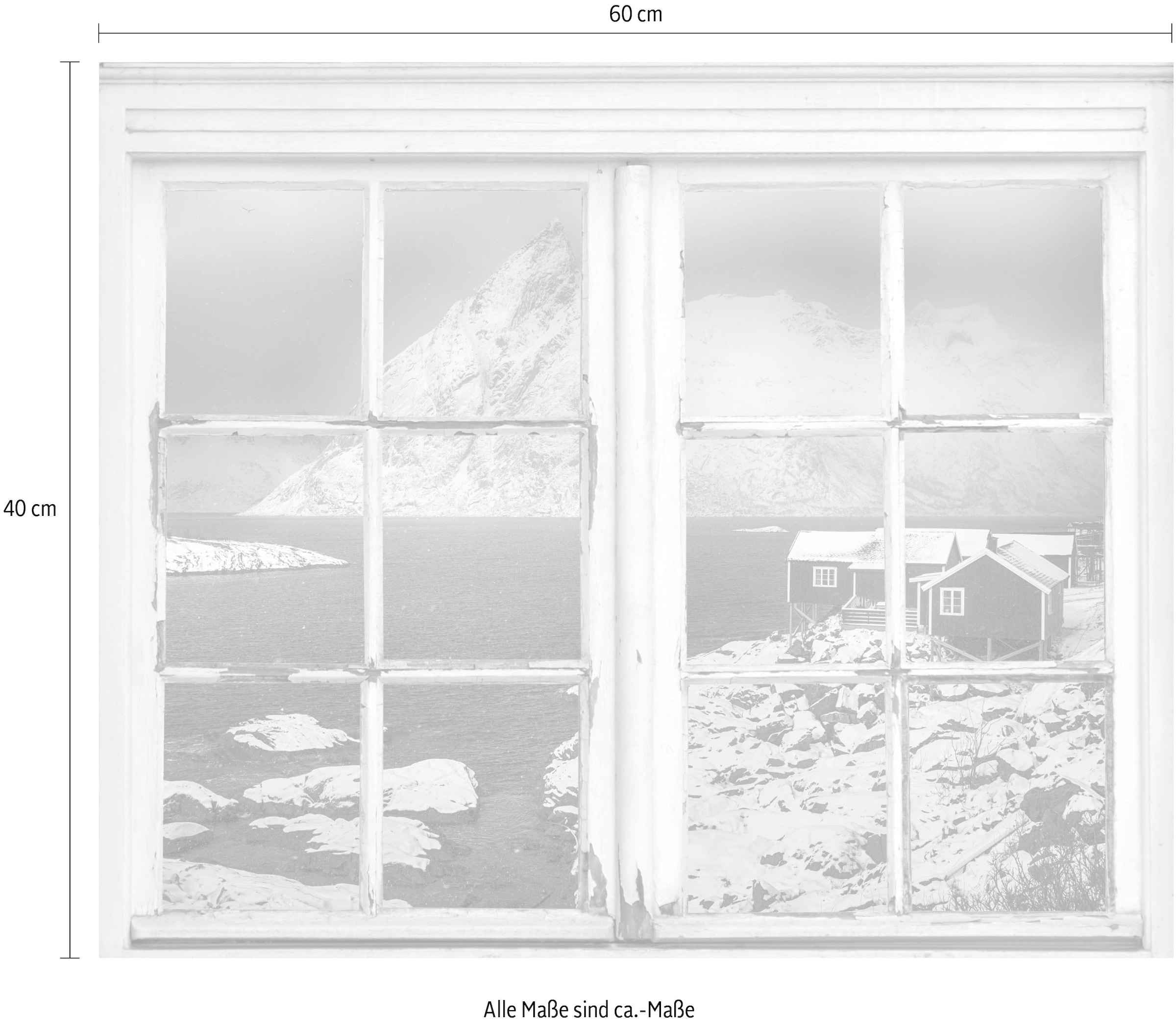 queence Wandsticker »Haus im Schnee«, Wandsticker, Wandbild, selbstklebend, 3D, Fenster