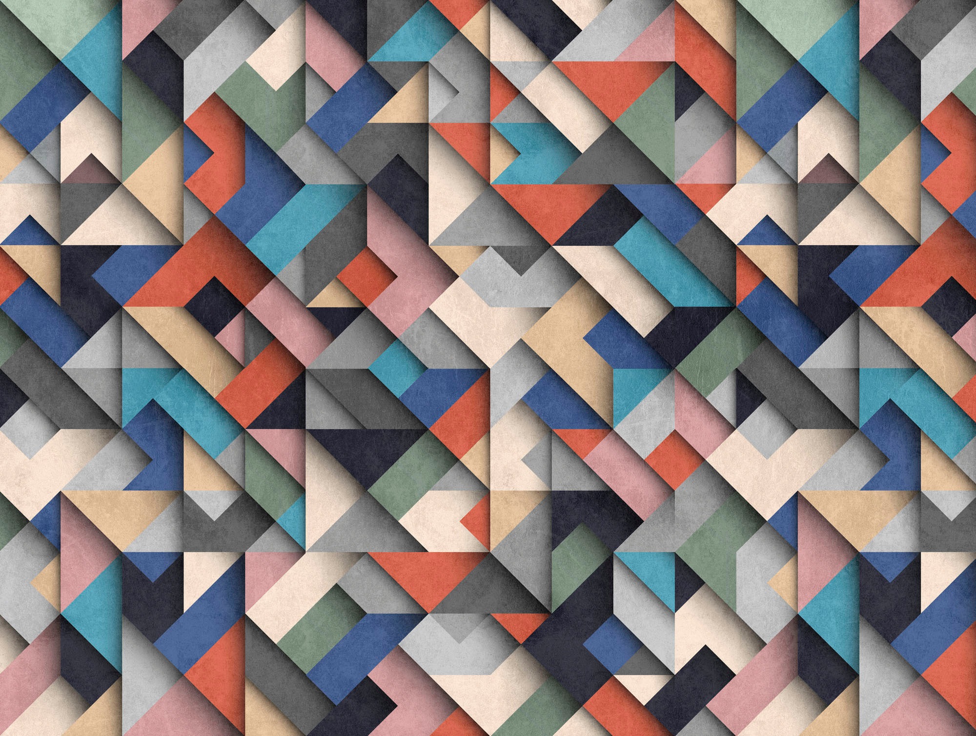 living walls Fototapete »The Wall«, 3D-Optik-mehrfarbig-geometrisch, Fototapete Geometrisch Tapete 3D Tapeten Wohnzimmer Design Wandtapete