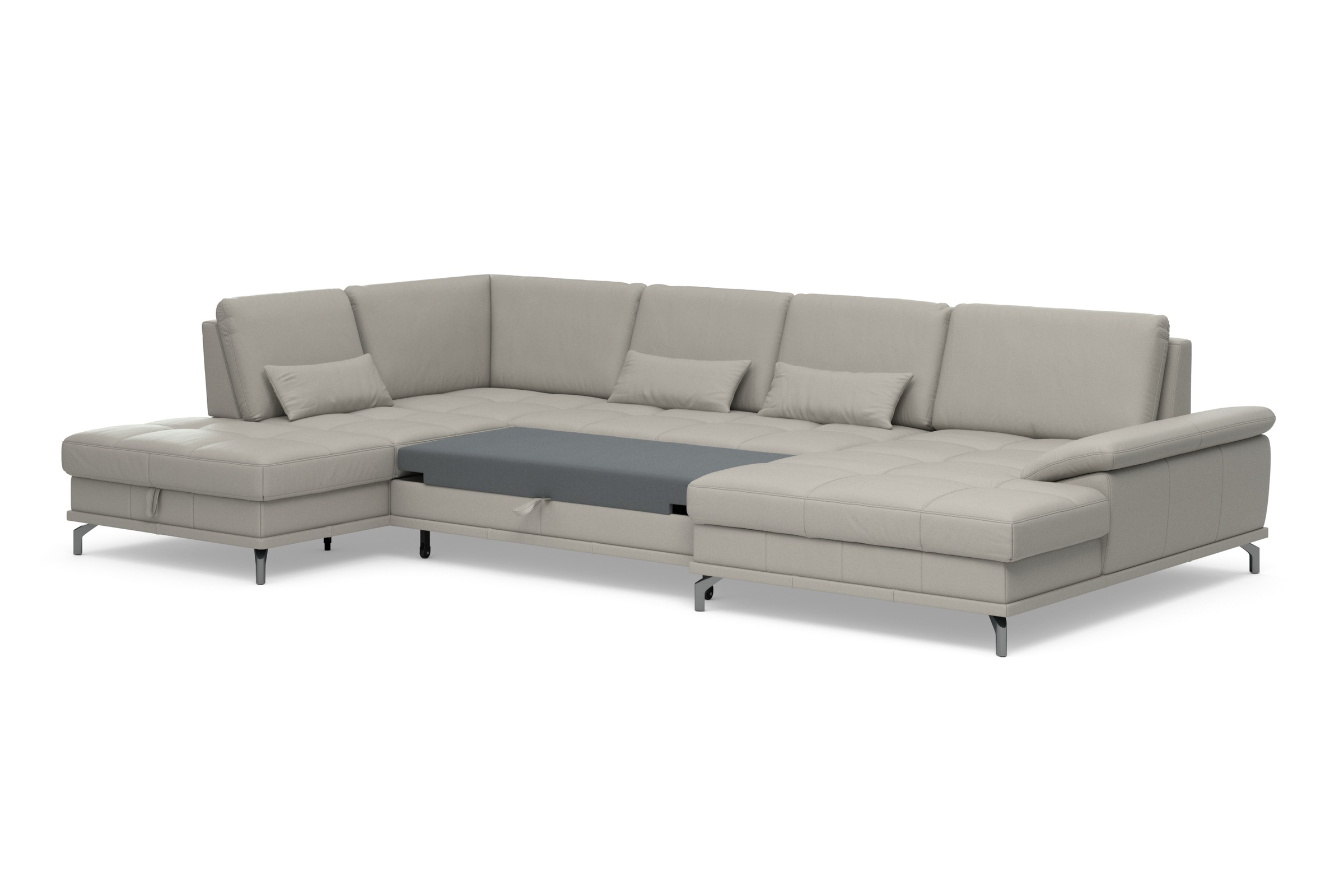 Places of Style Wohnlandschaft »Costello U-Form, B: 363 cm mit Sitztiefen-, Armteilverstellung &«, 3 Nierenkissen, optional Bettfunktion & Bettkasten