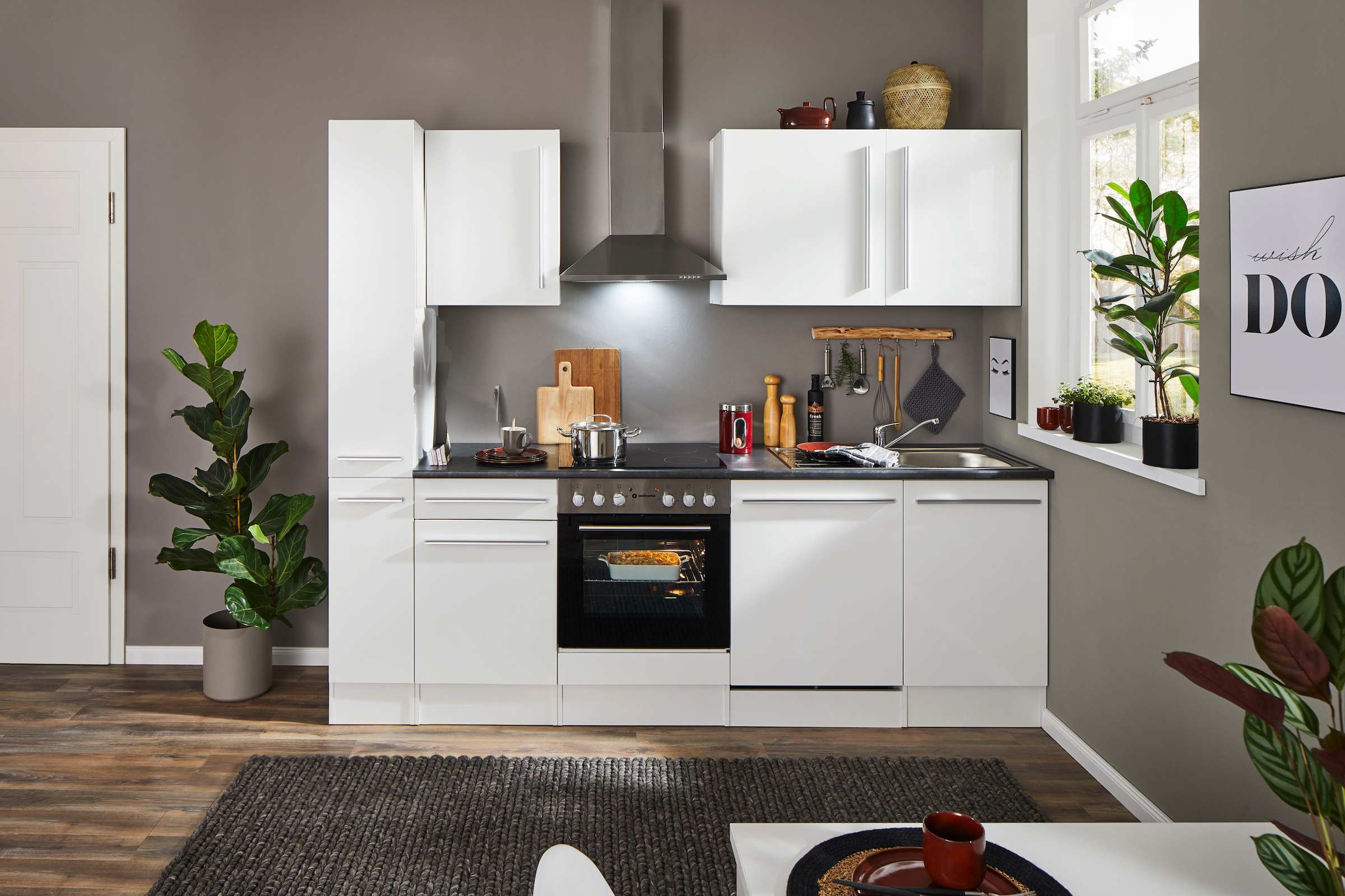 BASIC by Balculina Küchenzeile »Jazz«, Breite 250 cm, wahlweise mit E-Geräten