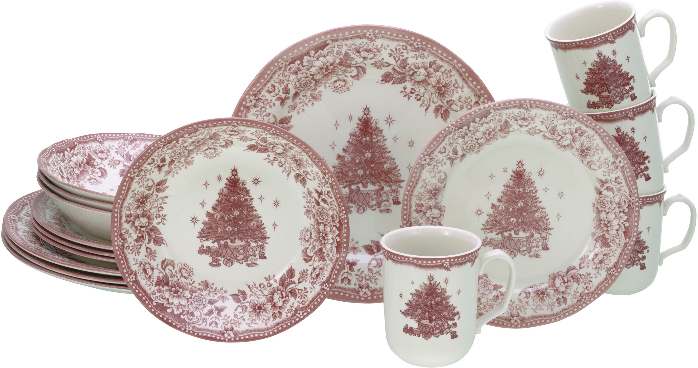 CreaTable Kombiservice »Tannenbaum Rot, Kombiservice 16-tlg« Tannenbaum als günstig online kaufen