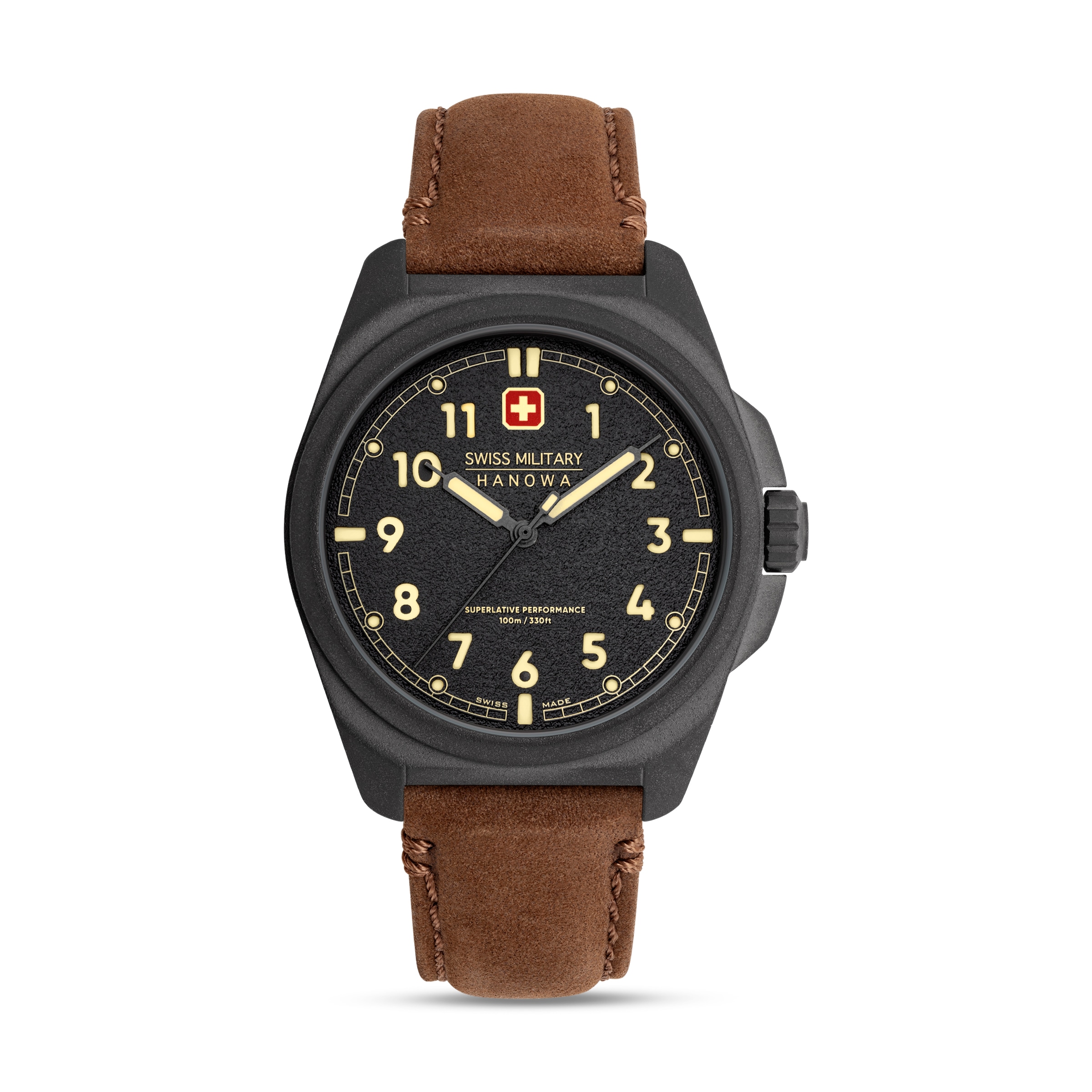Swiss Military Hanowa Quarzuhr »Fieldmaster« Armbanduhr, Herrenuhr, Swiss Made, Lederarmband, analog