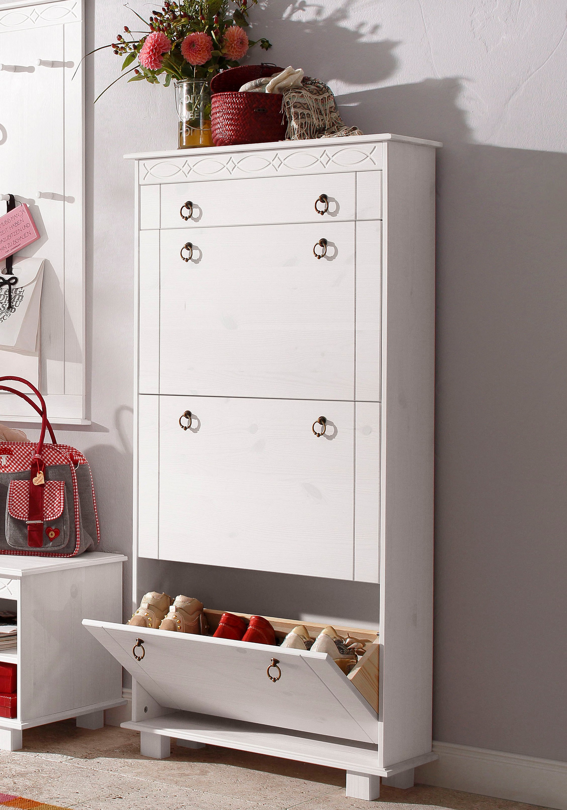 Home affaire Schuhschrank "Indra" aus massiver Kiefer, FSC, Breite 70 cm, P günstig online kaufen