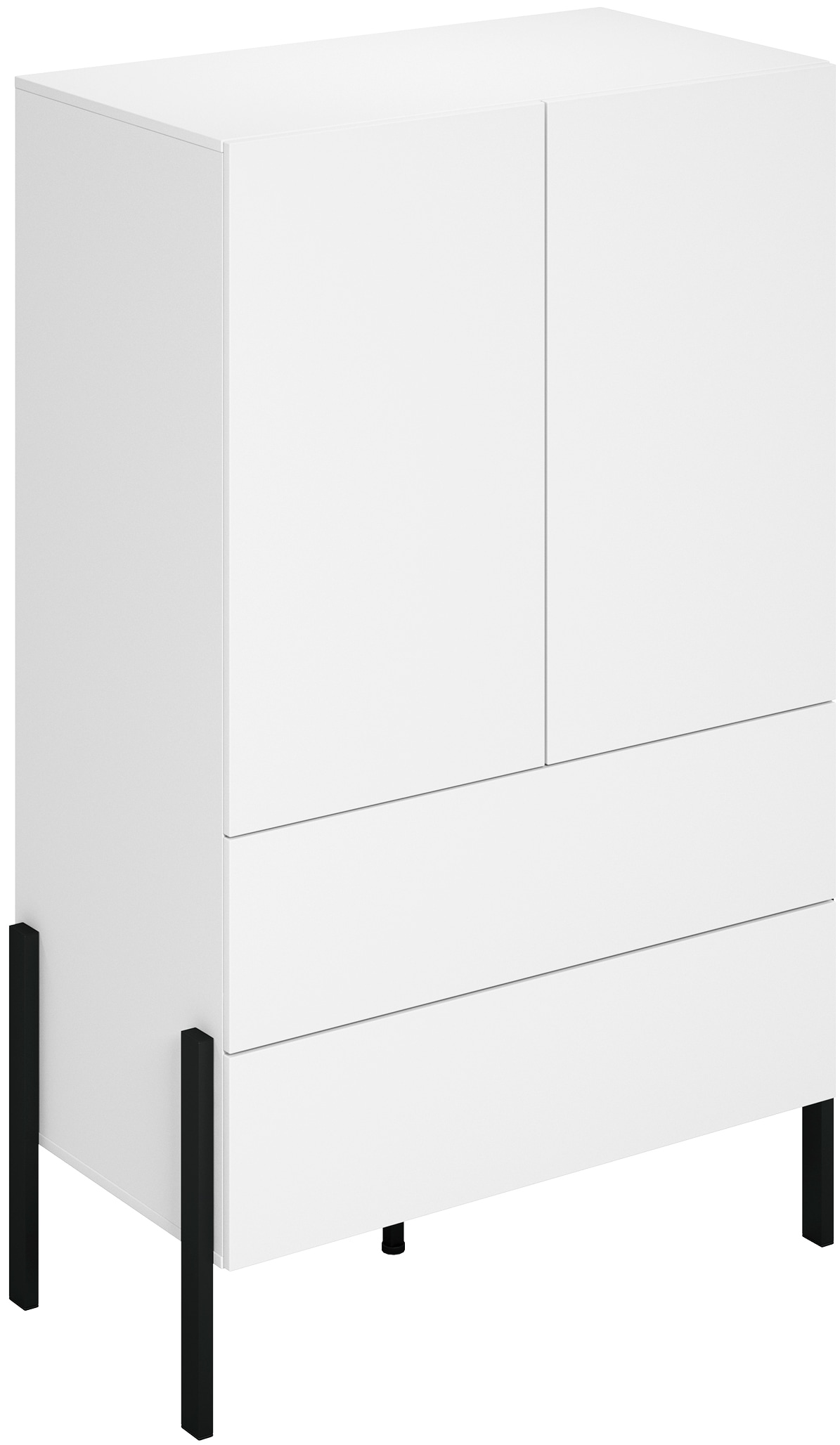 INOSIGN Wäscheschrank »Jukon, moderner griffloser Kleiderschrank, Metallfüsse, Made in Europe«, (90x150x50, ideal für kleine Räume oder Nischen), Mehrzweckschrank,2 Schubladen, 2 Türen, FSC-zertifiziert