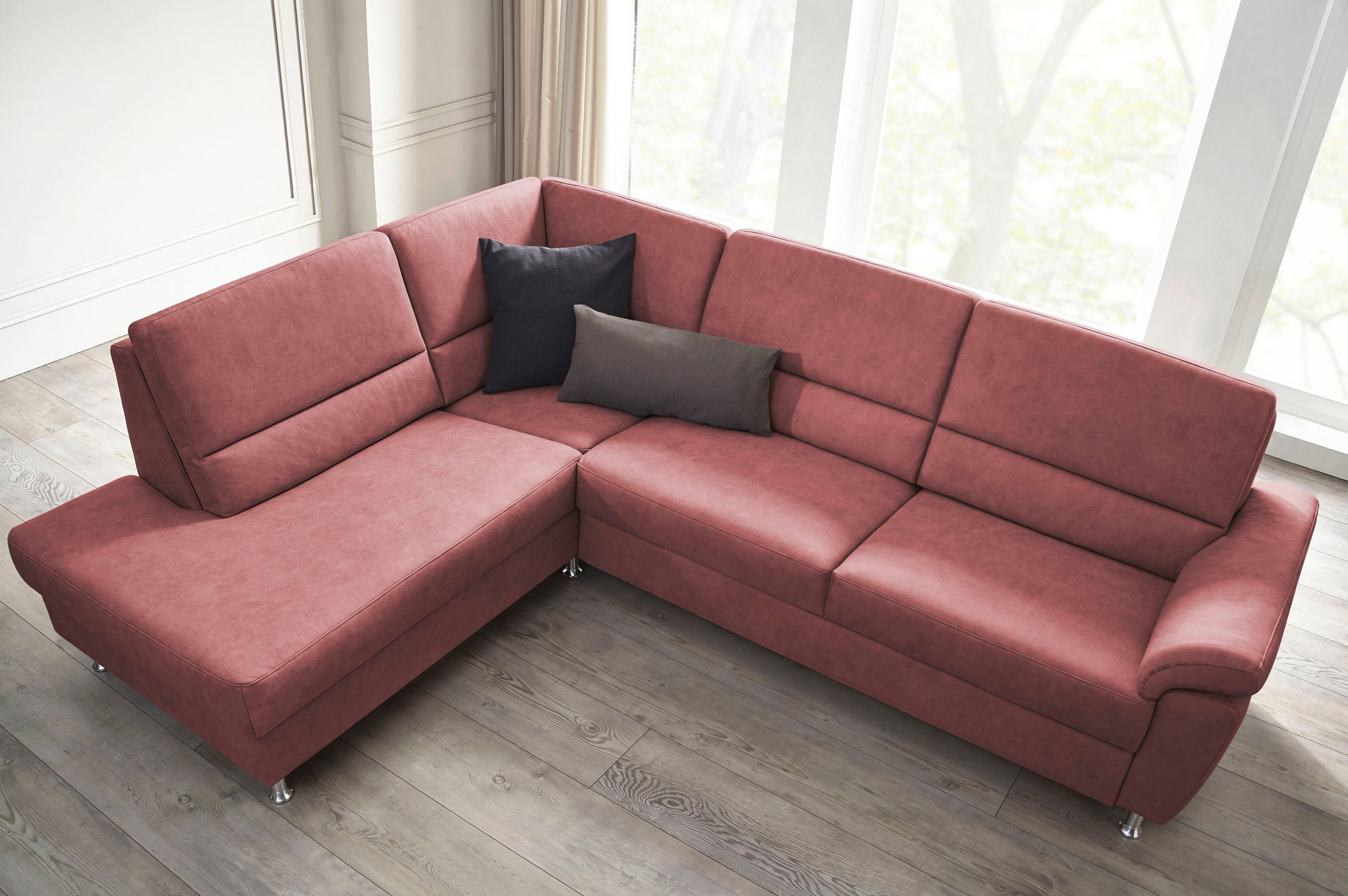CALIZZA INTERIORS Ecksofa »Onyx L-Form«, Ottomane links oder rechts, wahlweise mit Bettfunktion, Breite 257 cm