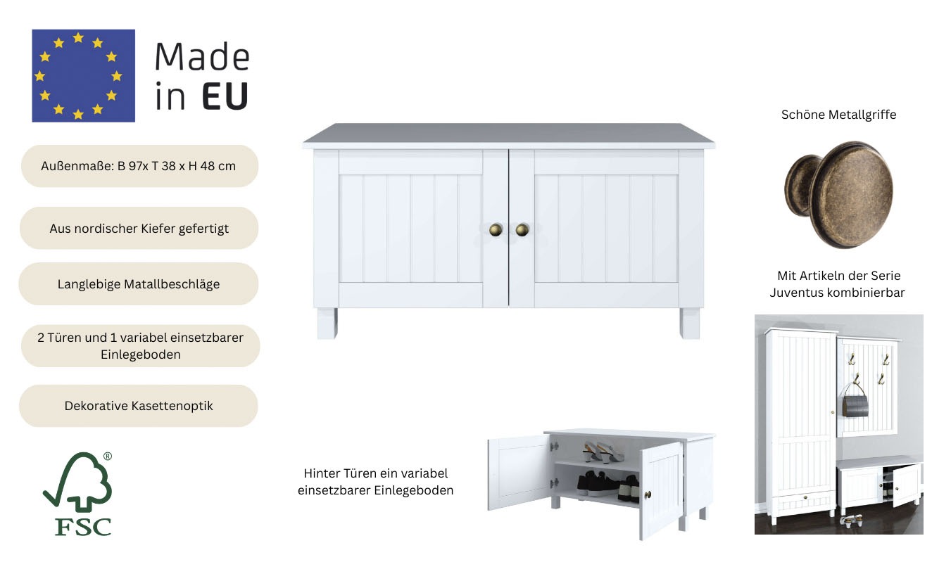 Home affaire Sitzbank »Juventus« 1 Stk. tlg. aus massiver Kiefer, Breite 97 cm