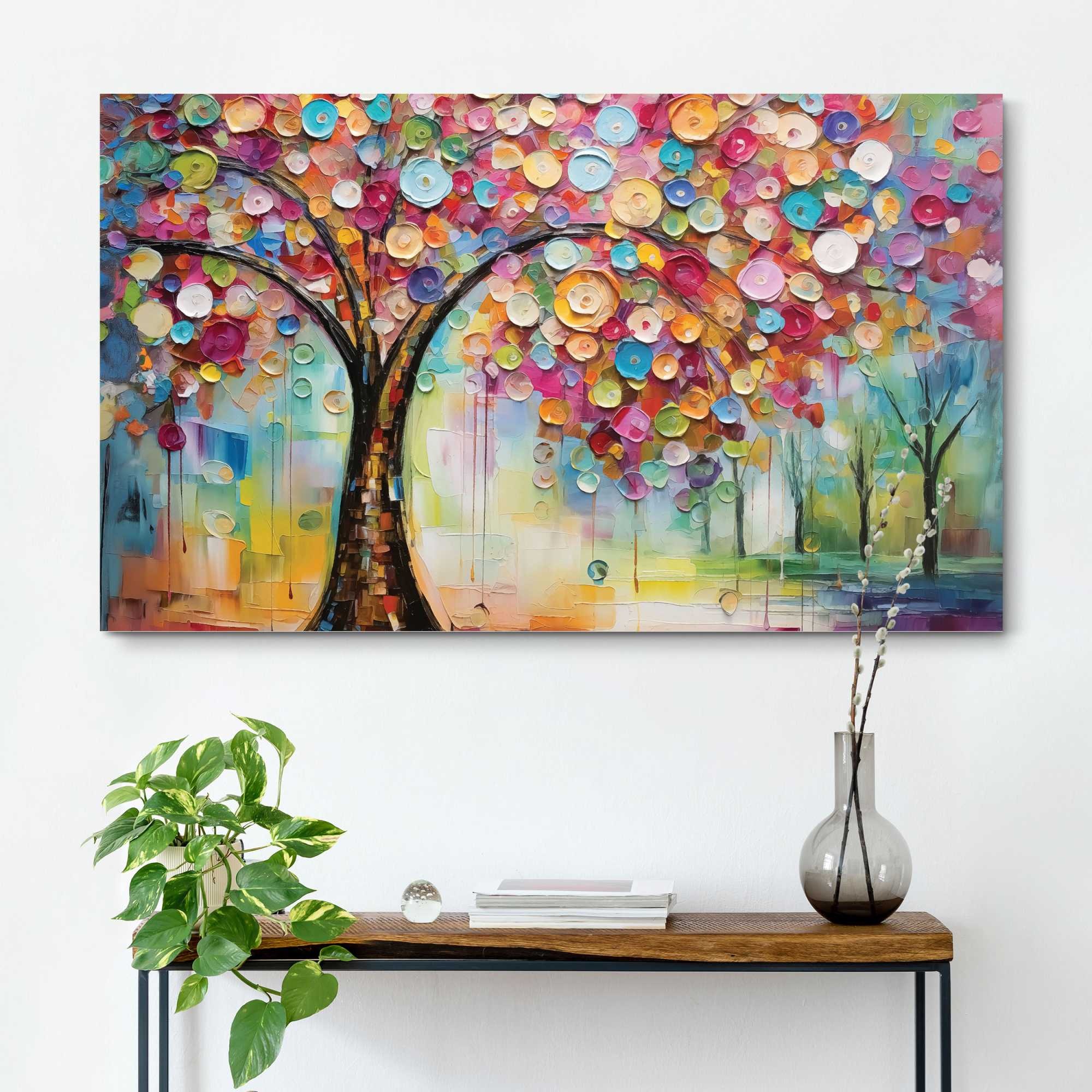 Reinders! Deco-Panel »Mehrfarbiger Baum«, Wohnzimmer - Mehrfarbig - MDF - Wald - 118x70 cm