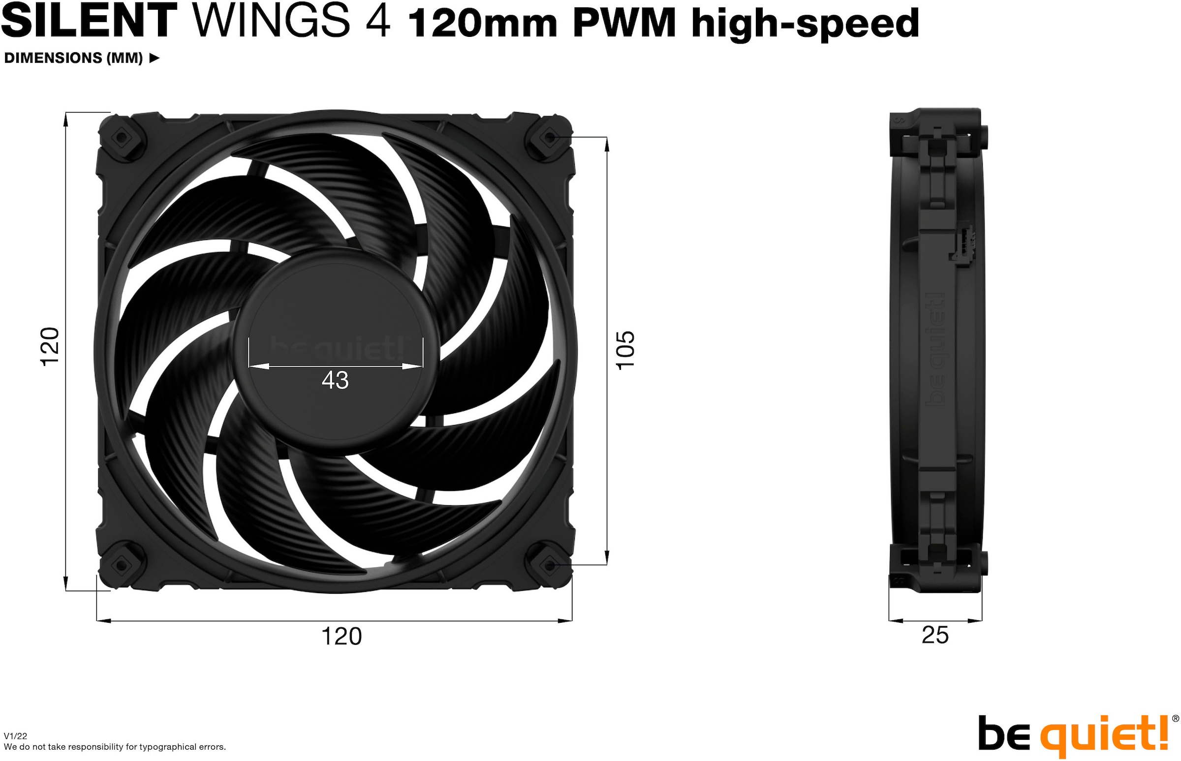 be quiet! Gehäuselüfter »SILENT WINGS 4  120mm PWM high-speed«