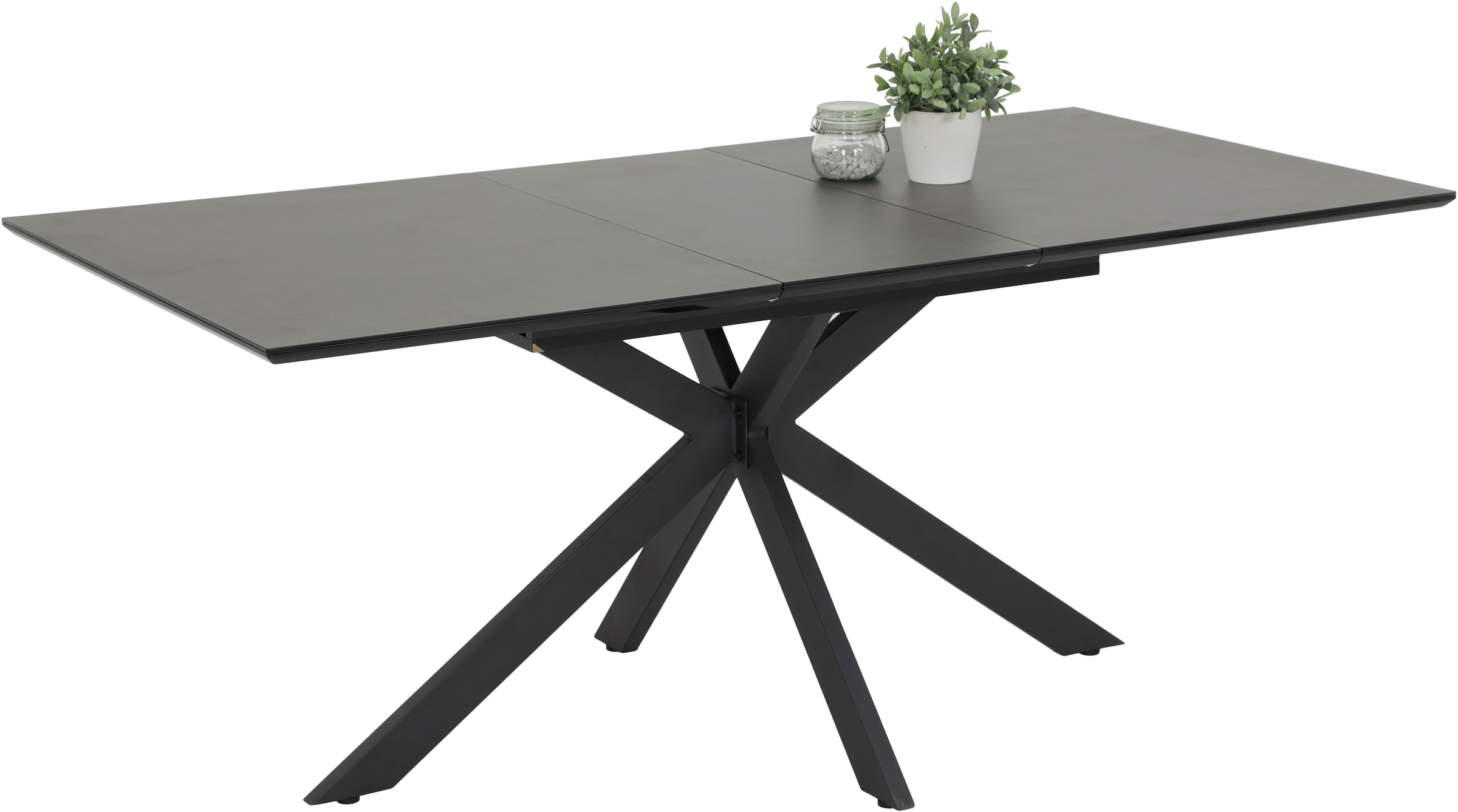 HELA Essgruppe »MAIN«, (7 tlg.), Tisch 140-180 cm, Synchronauszug, Stuhl XL Sitzbreite und Federkorb