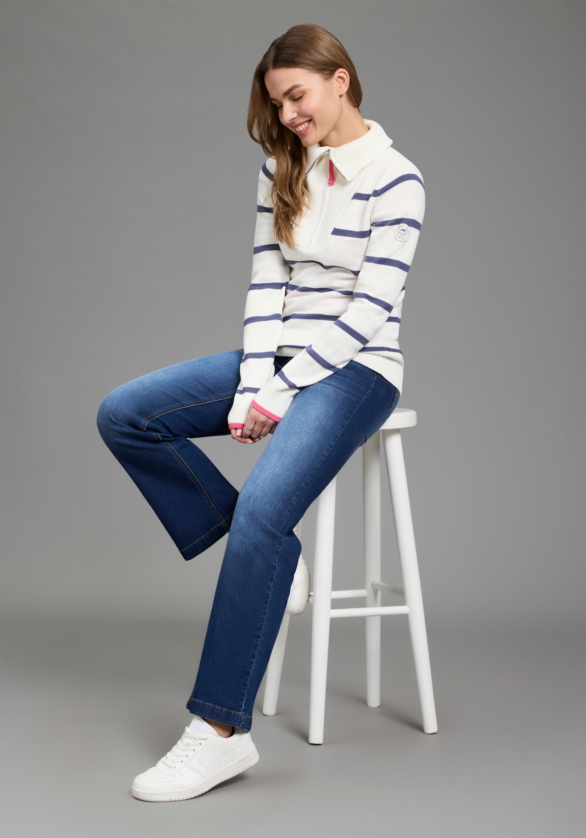 KangaROOS Troyer mit Reißverschluss im klassischen Streifen-Design