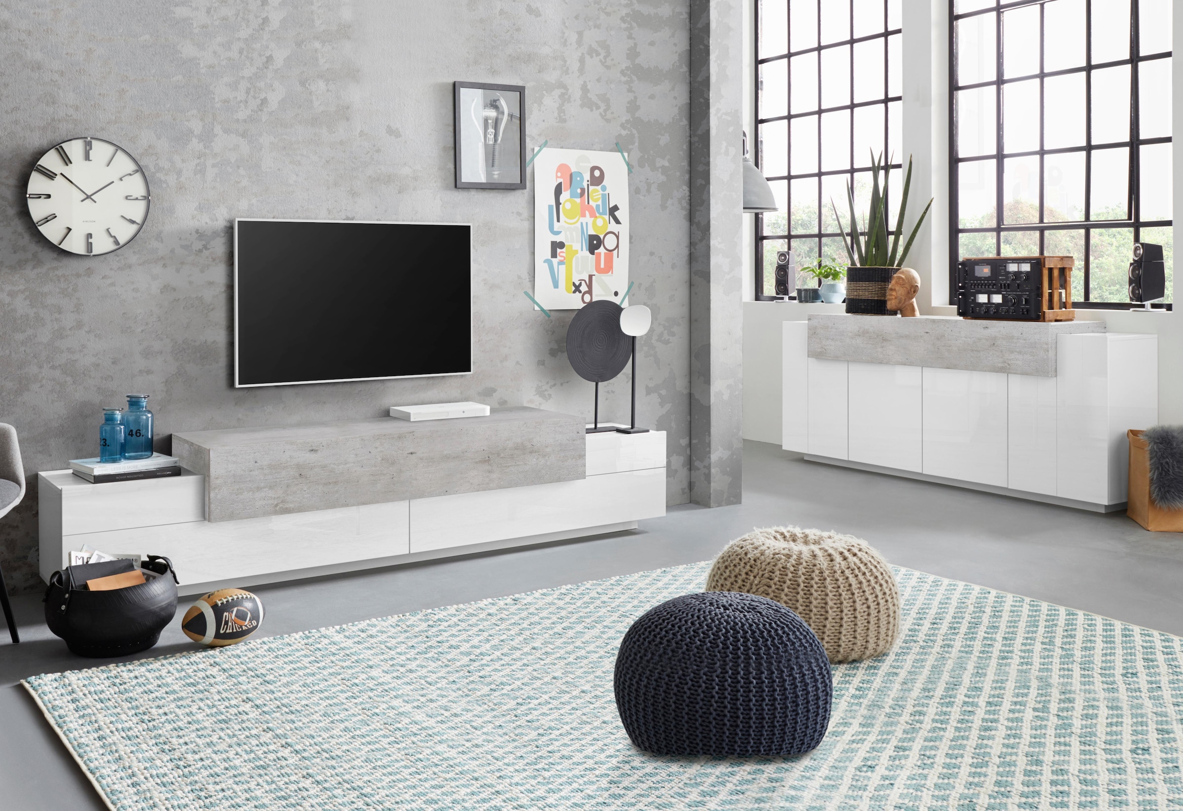 INOSIGN Sideboard »Coro, Kommode, Schrank, Kredenz, grifflos mit Einlegeböden«, 1 klappe,4 Türen, Doppeltiefe, B/T/H 200x45x85,6cm