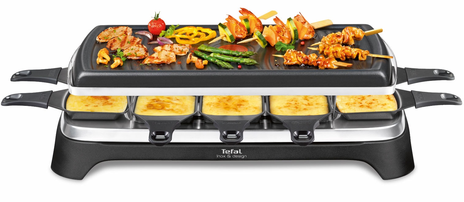 Tefal Raclette »Ambiance, inkl. Tischgrill-Funktion, abnehmbares Kabel«, 10 St. Raclettepfännchen, 1350 W, spülmaschinengeeignete Platte, RE4588