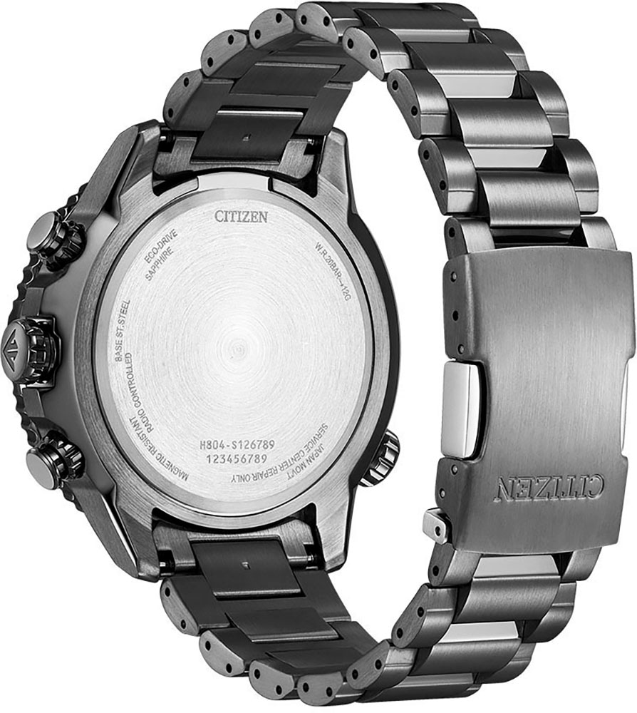 Citizen Funkchronograph »Promaster Eco-Drive Navihawk«, Armbanduhr, Herrenuhr, Solar, Stoppfunktion, Edelstahlarmband
