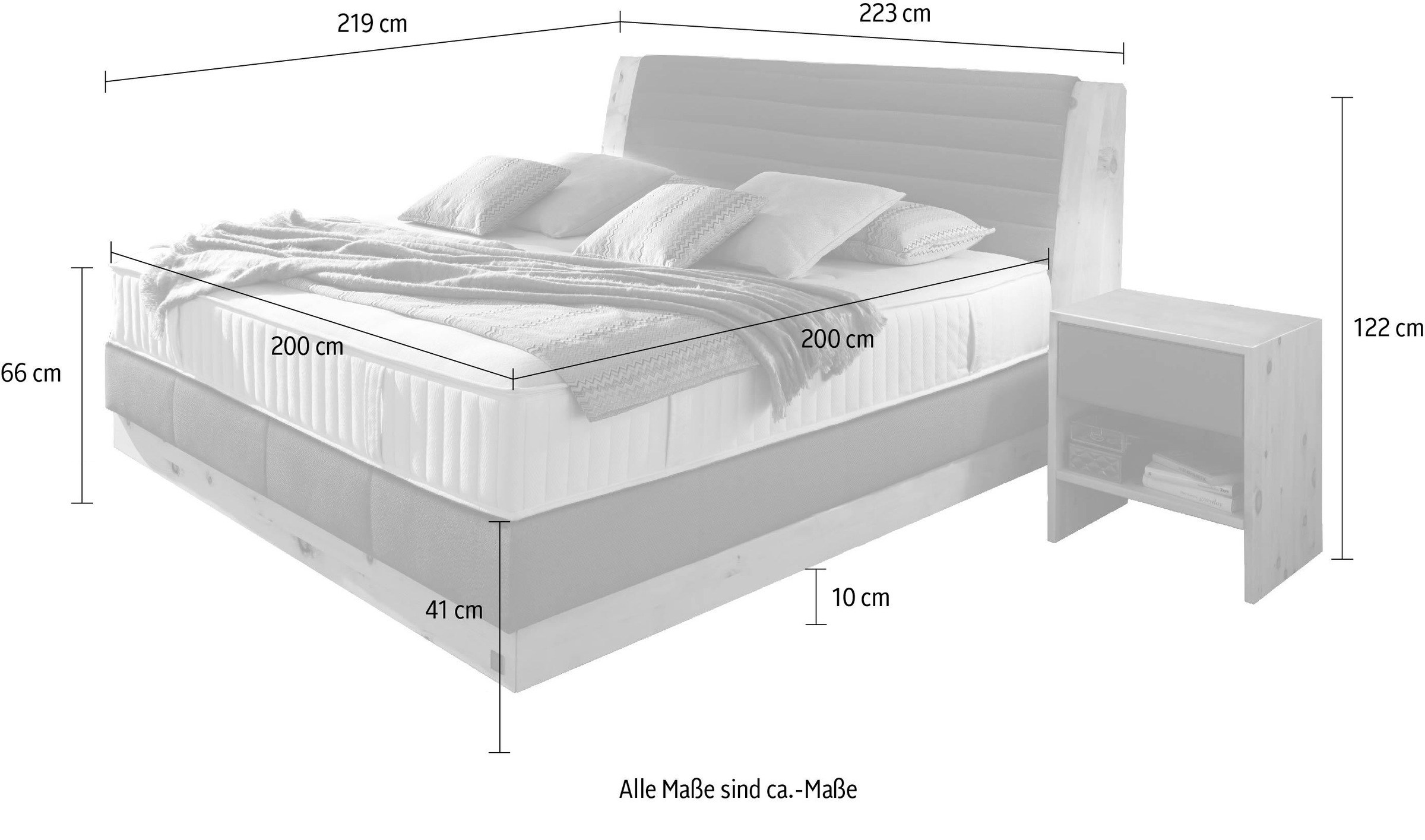 6. Bild von ADA premium Boxspringbett »Chalet«, Grand Comfort TF 1000 PM, Zirbenholz natur geölt