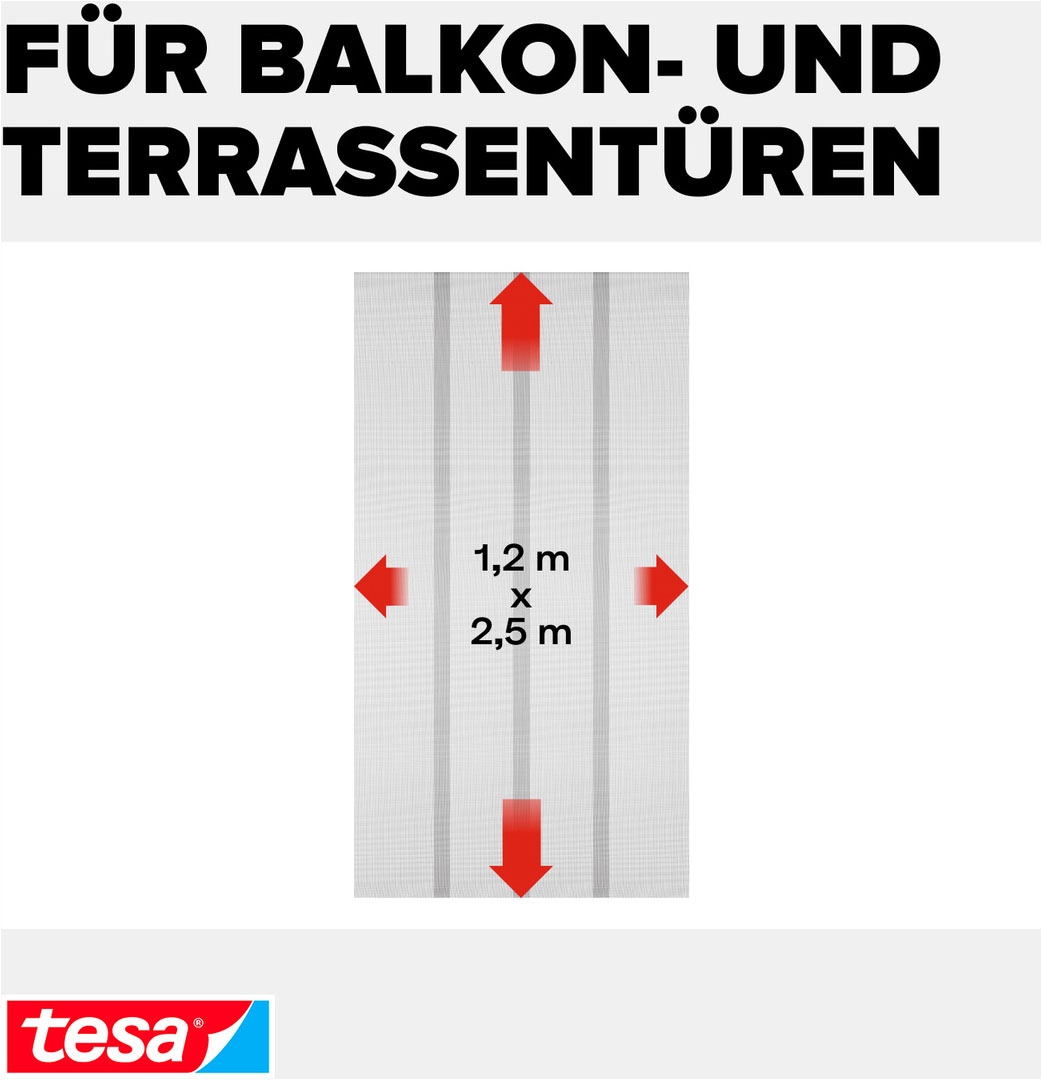 tesa Insektenschutz-Tür »Lamellen Vorhang - Fliegenvorhang für Balkon und Terassentüren« Packung, Fliegennetz, Klettband, 1 Stk. tlg. INSECT STOP Vorhang inkl. Klettverschluss - 120 x 250 cm