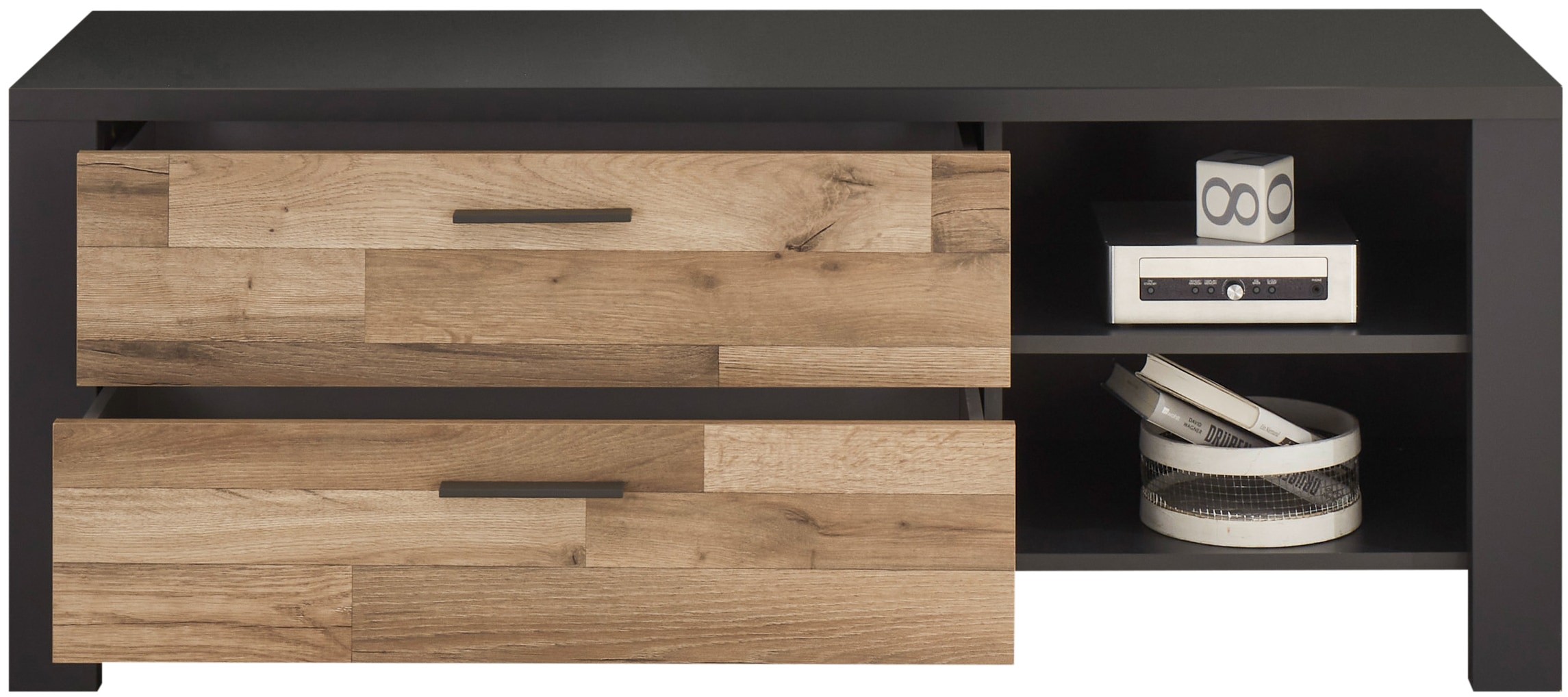 Begabino TV-Board »Dallas Lowboard, TV-Kommode«, für TV bis 43 Zoll geeignet, TV Möbel mit Schubkästen