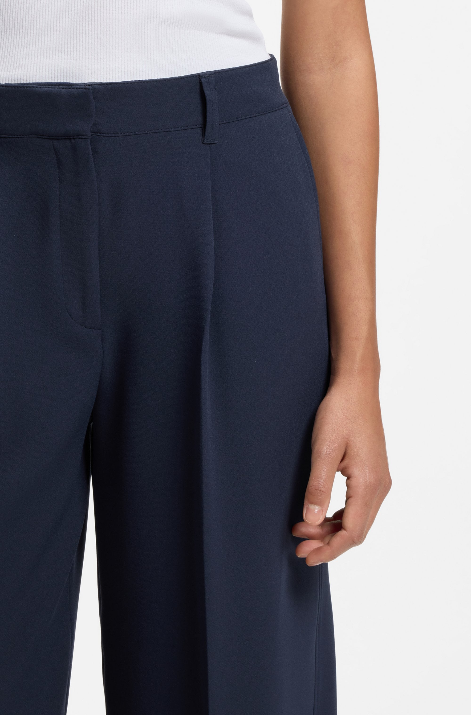 BOSS ORANGE Anzughose »Tiwi Premium Damenmode«  Wide Leg mit Bügelfalte
