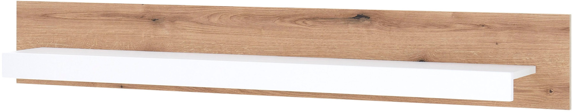 INOSIGN Wandboard »Brixen, modernes Wandregal, Hängeregal mit Ablage«, vielseitig einsetzbares Hängeregal, Weiß mit Eiche Evoke Dekor
