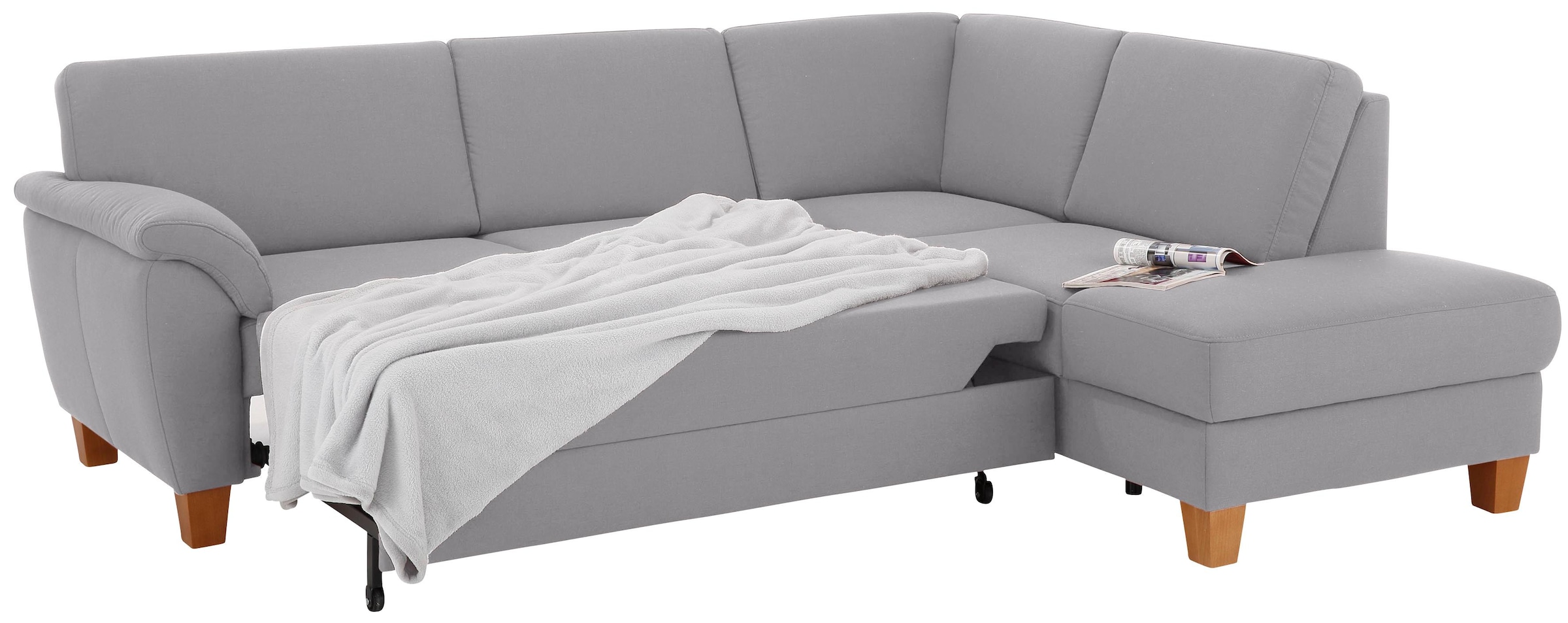 Home affaire Ecksofa »Alta L-Form«, mit Federkern und Kontrastnaht, Füße Buche eichefarben