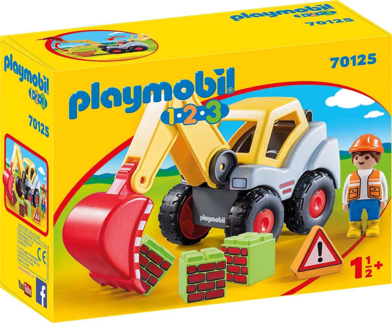 Konstruktions-Spielset »Schaufelbagger (70125), Playmobil 123«, Made in Europe