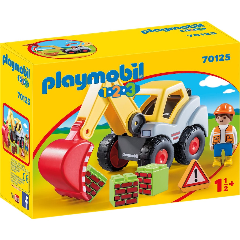 Playmobil® Konstruktions-Spielset »Schaufelbagger (70125), Playmobil 123«, Made in Europe