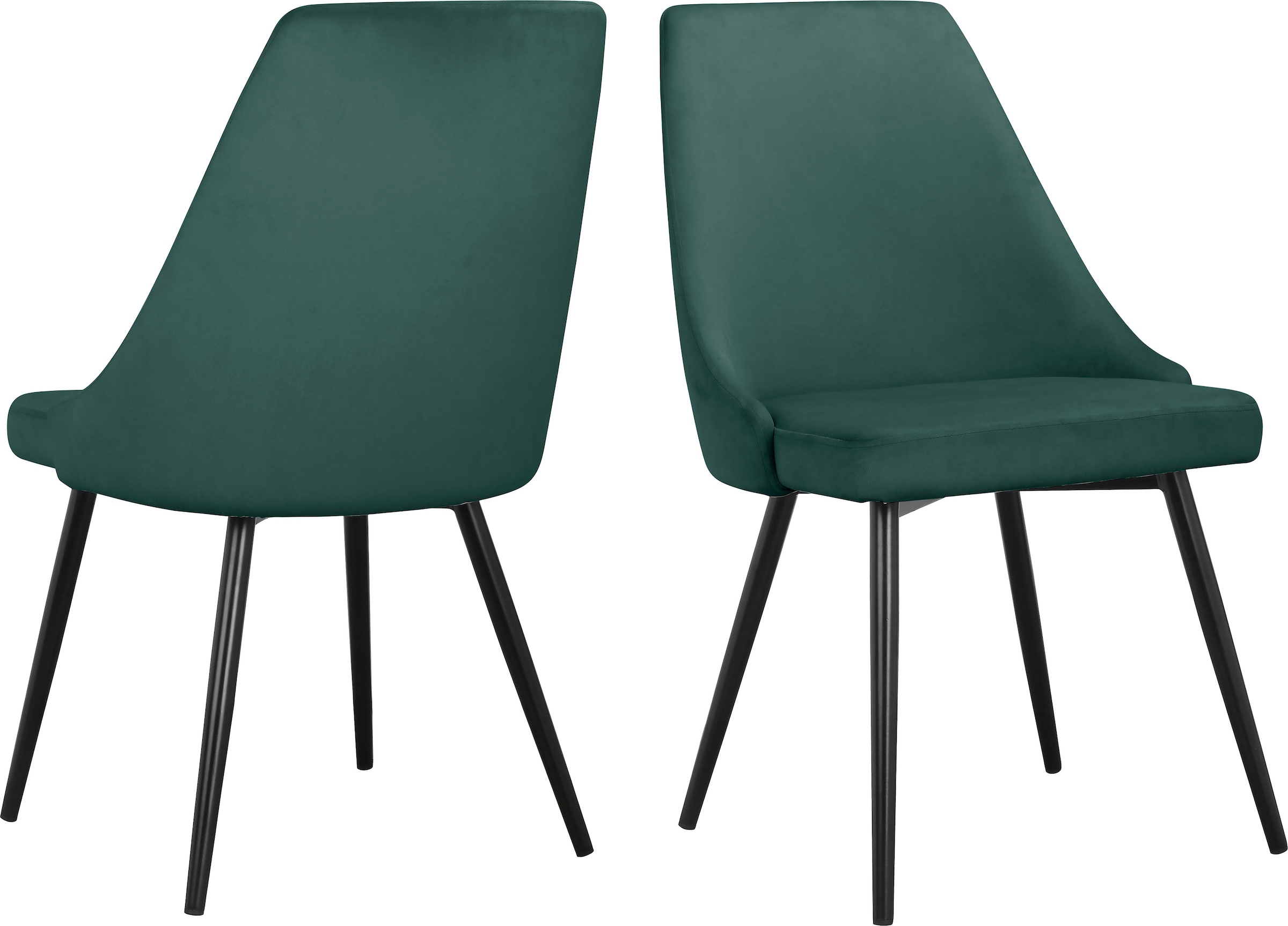 INOSIGN Esszimmerstuhl »Malio«, (Set), 2 St., Veloursstoff, eleganter Stuhl mit Rücken und Sitzpolster und schwarzen Metallbeinen