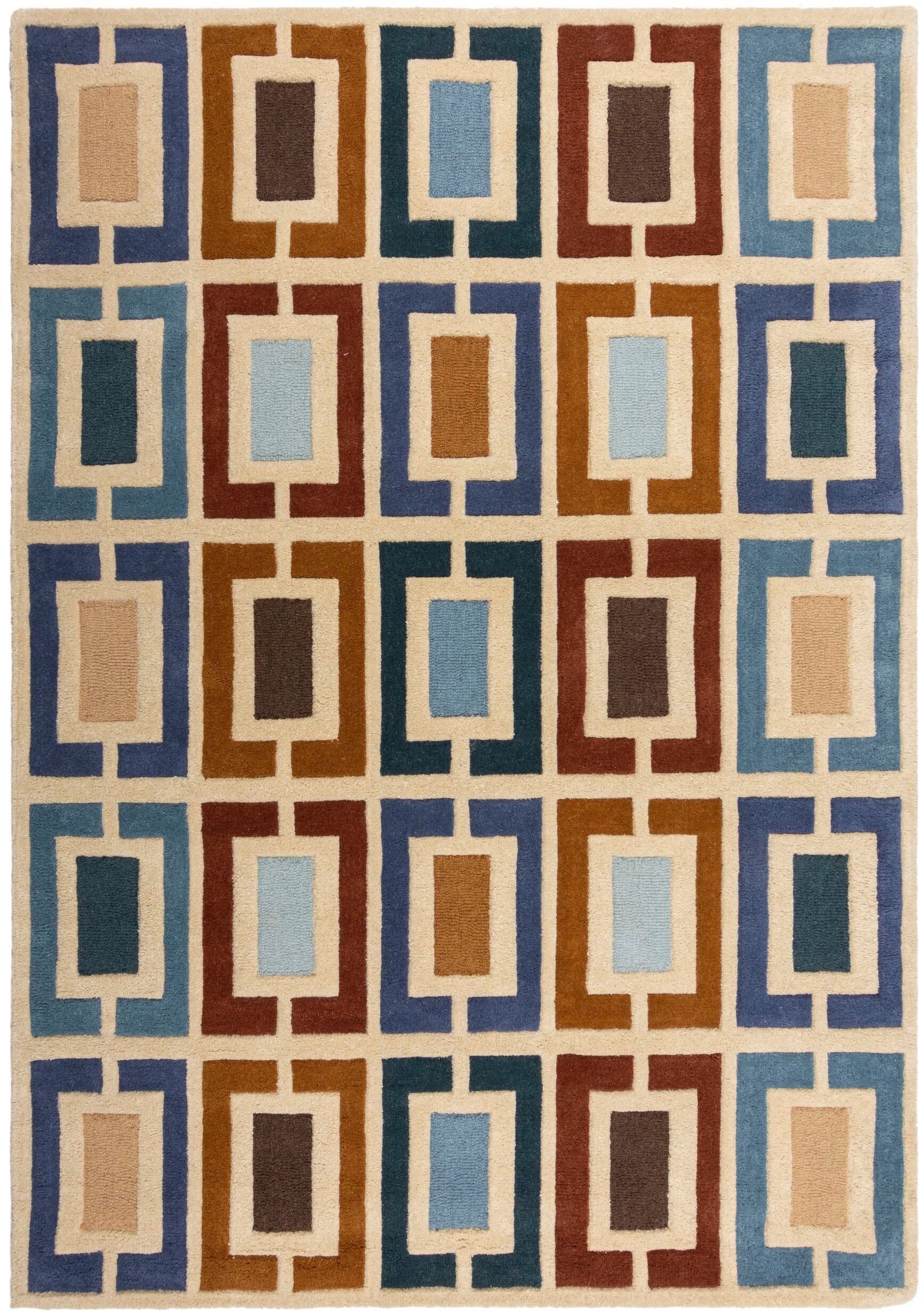 FLAIR RUGS Wollteppich »Retro Blocks mit Hoch-Tief-Effekt« rechteckig 10 mm günstig online kaufen