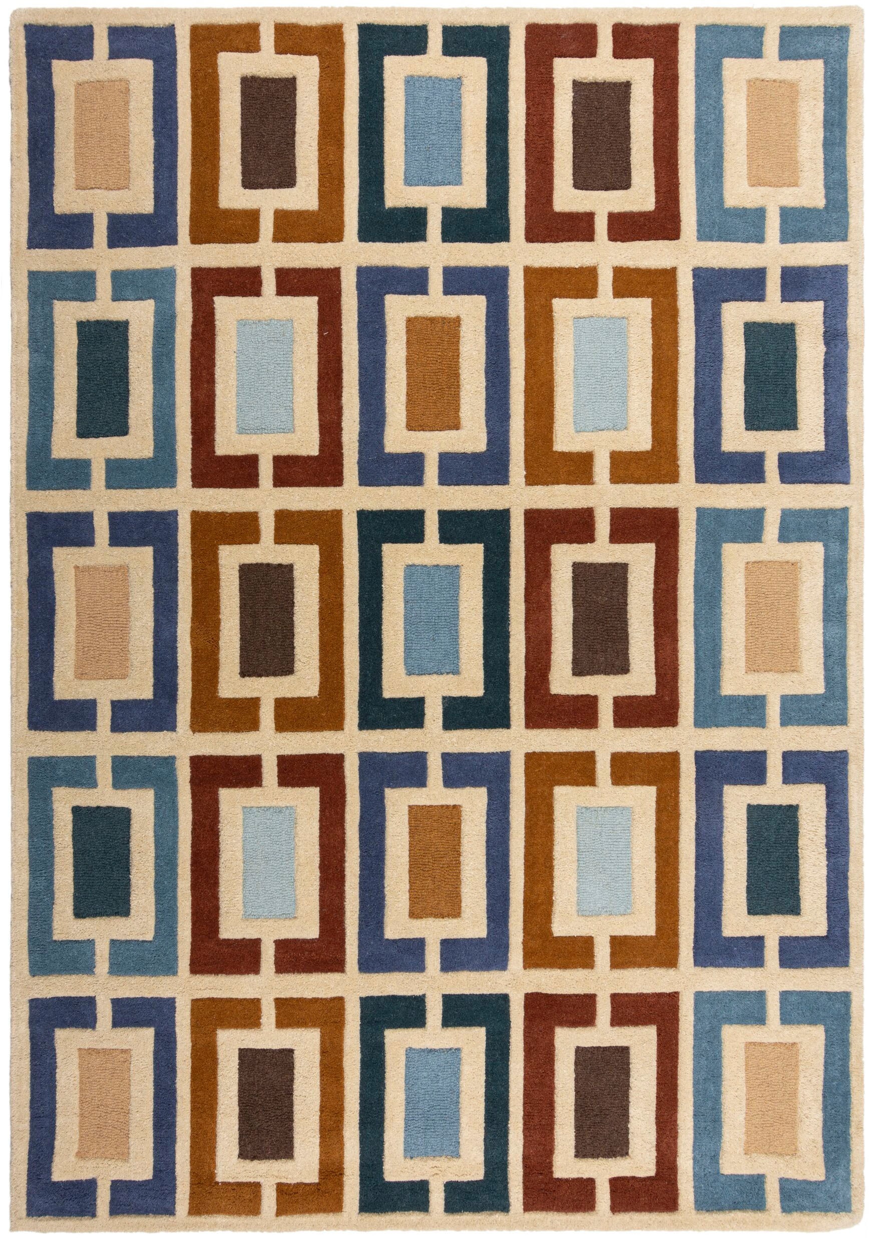 FLAIR RUGS Wollteppich »Retro Blocks«, rechteckig, 10 mm Höhe, Retro Blocks günstig online kaufen