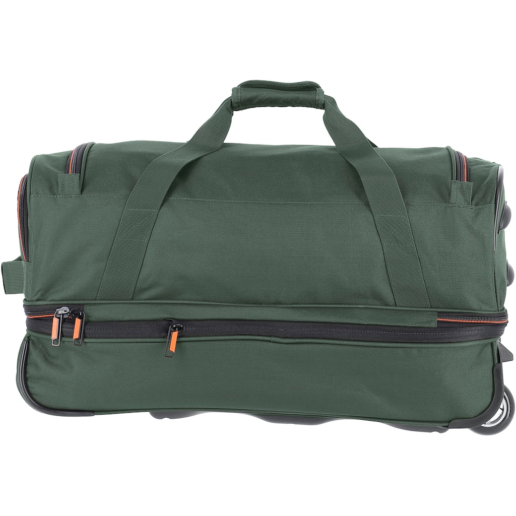 travelite Reisetasche »Basics, 55 cm, dunkelgrün«, Duffle Bag Sporttasche mit Trolleyfunktion und Volumenerweiterung