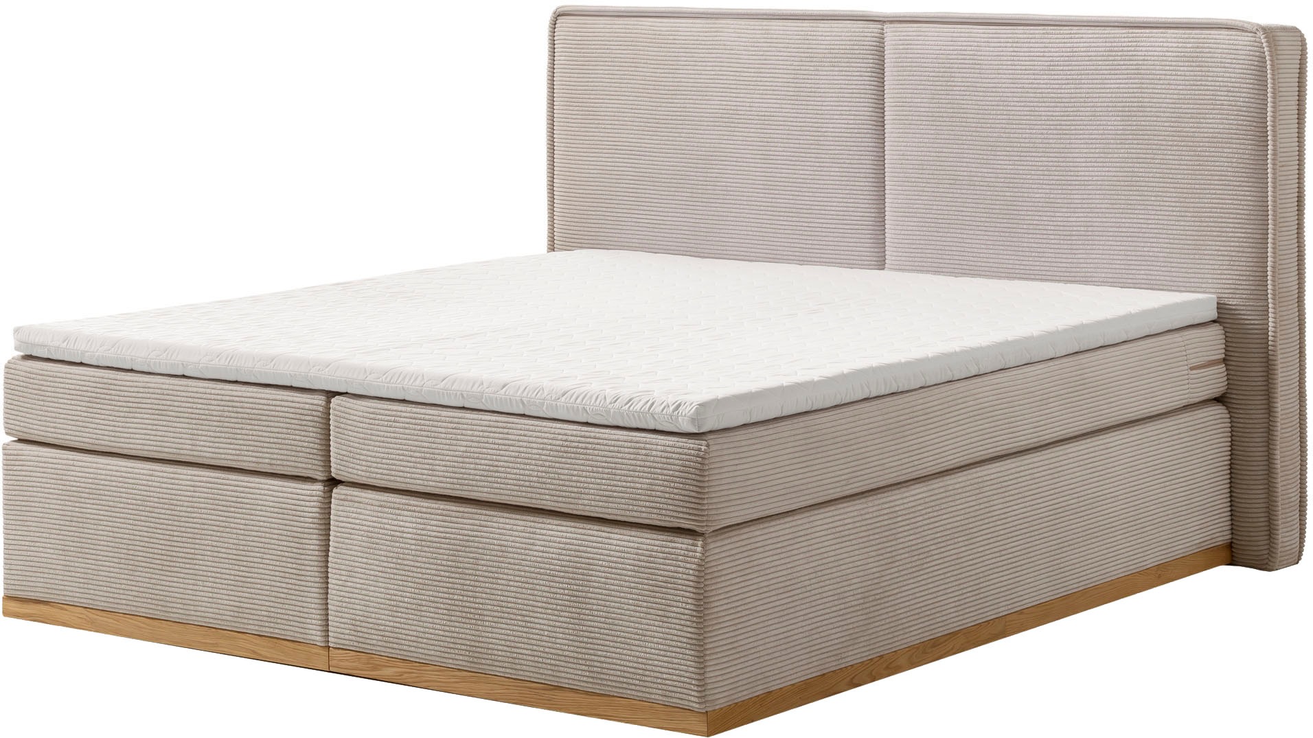 Home affaire Boxspringbett »SHERWOOD Hotelbett, Polsterbett«, Hochwertiger Cord,weiche Velours-Struktur, mit Topper, Eiche