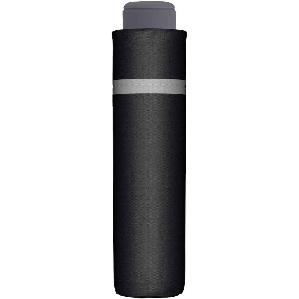 doppler® Taschenregenschirm »Mini Light up uni, Black«, mit reflektierenden Elementen am Schirmdach
