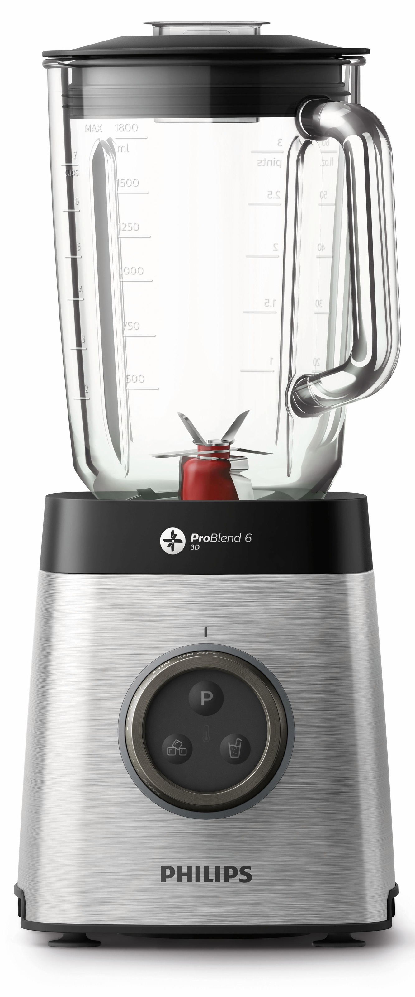 Philips Standmixer »HR3655/00 Avance Collection, mit ProBlend 6 3D-Technologie,«, 1400 W, 1,8L-Glasbehälter und 2 Trinkflaschen; Metallic