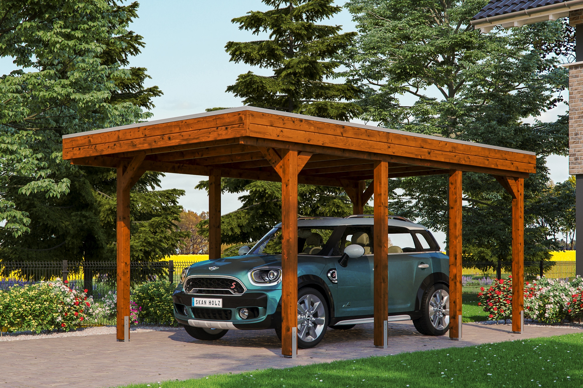 Skanholz Einzelcarport »Friesland«, Holz, 270 cm, Nussbaum