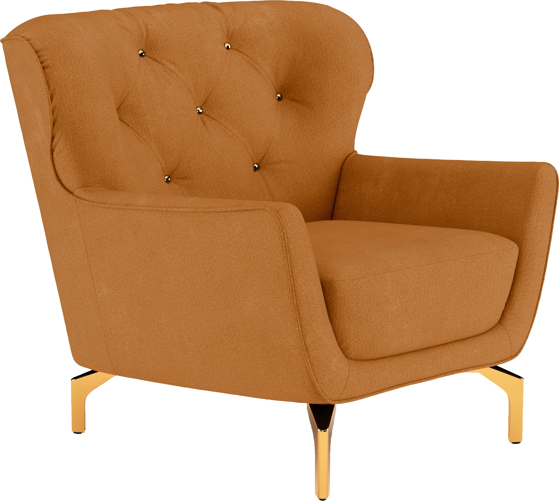 sit&more Sessel »Orient 3«, inkl. 1 Zierkissen mit Strass-Stein, goldfarbene Metallfüße
